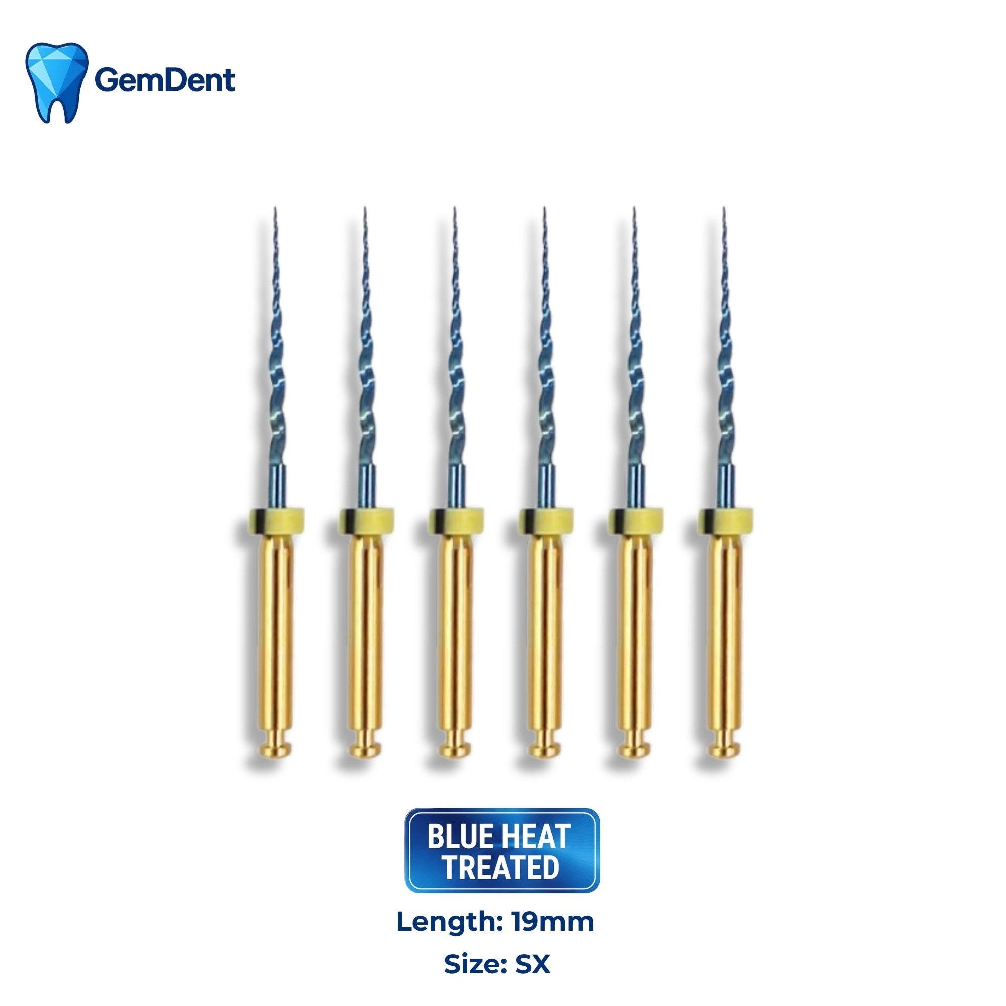 GemDent ApexDrive NiTi Blue Rotary Files 19mm SX (6 Files)