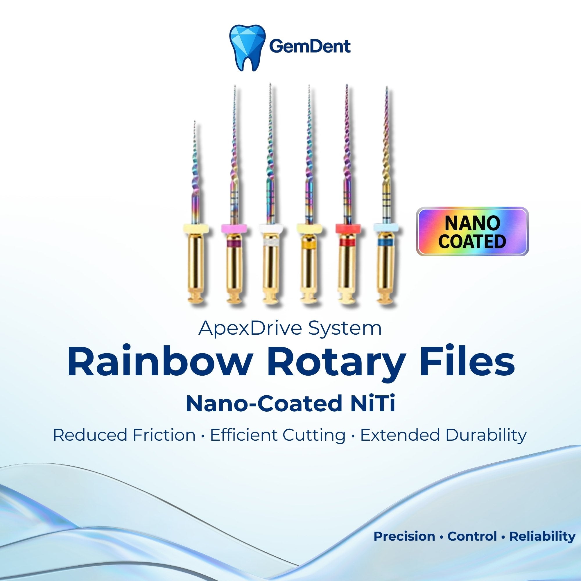 GemDent ApexDrive NiTi Rainbow rotary files nano coated endodontic files