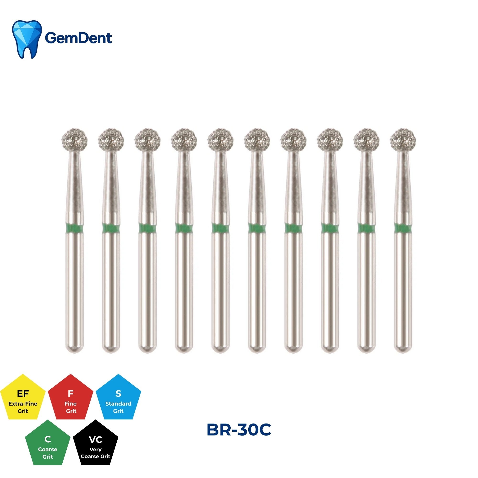 GemDent Diamond Burs Pack of 10 BR-30C