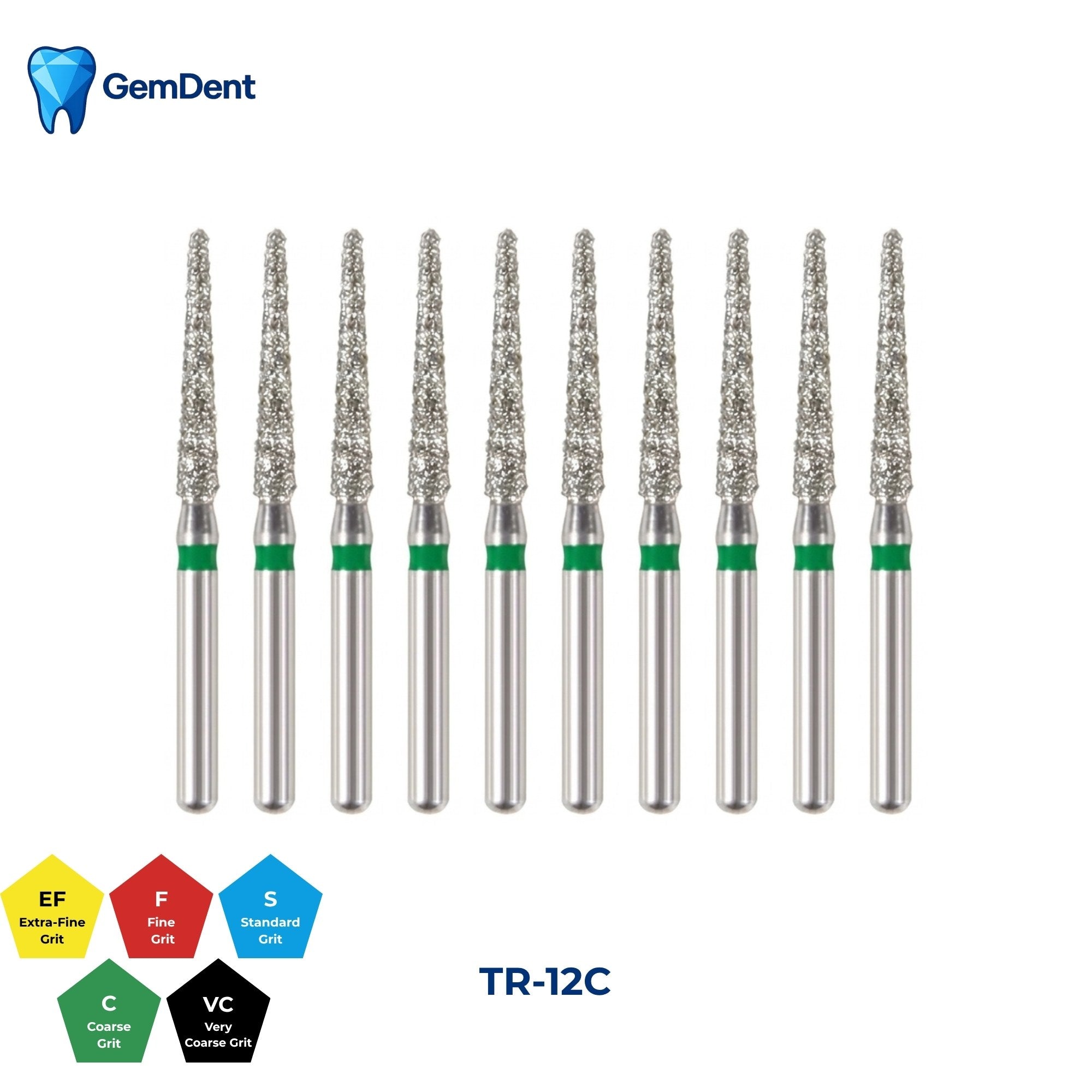 GemDent Diamond Burs Pack of 10 TR-12C