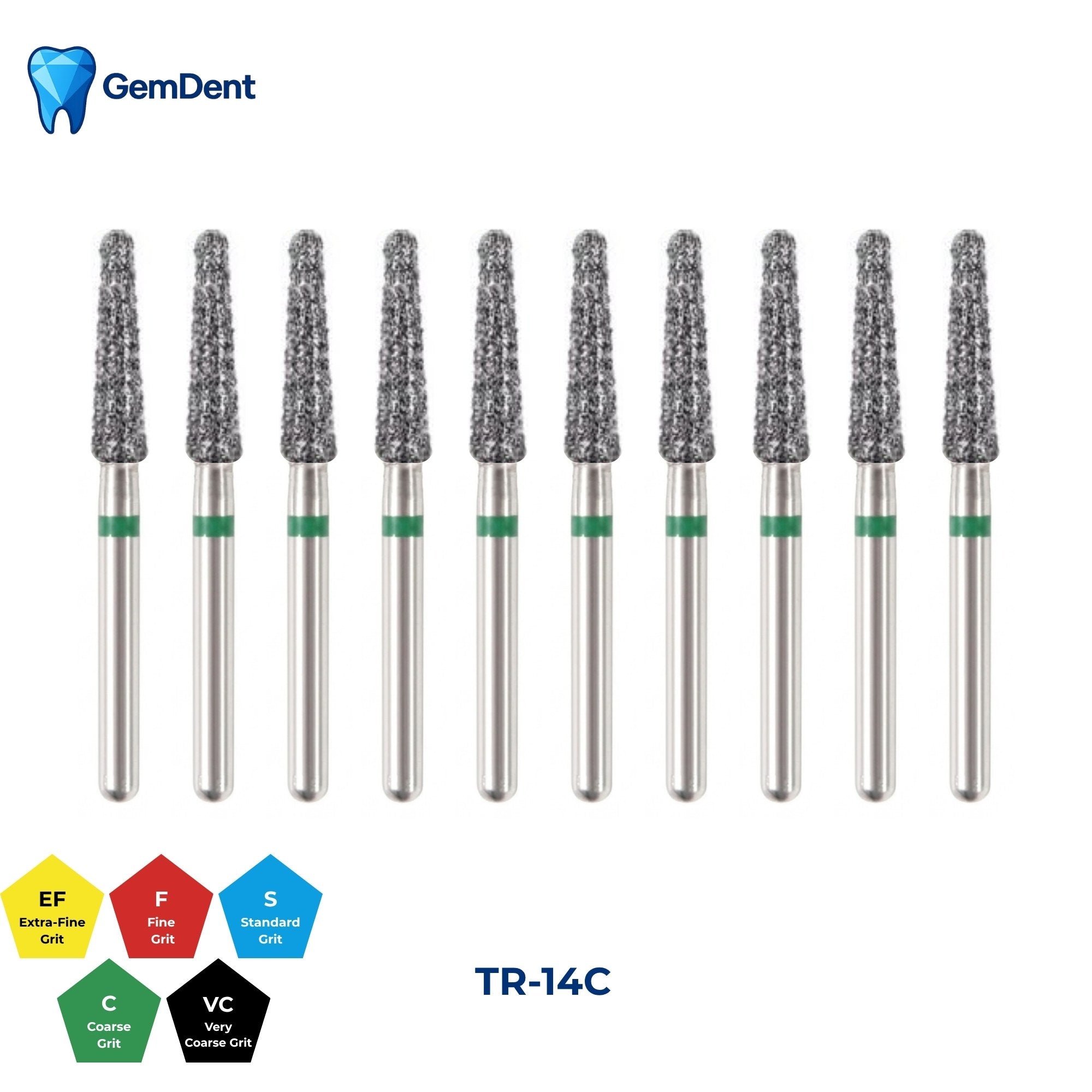 GemDent Diamond Burs Pack of 10 TR-14C
