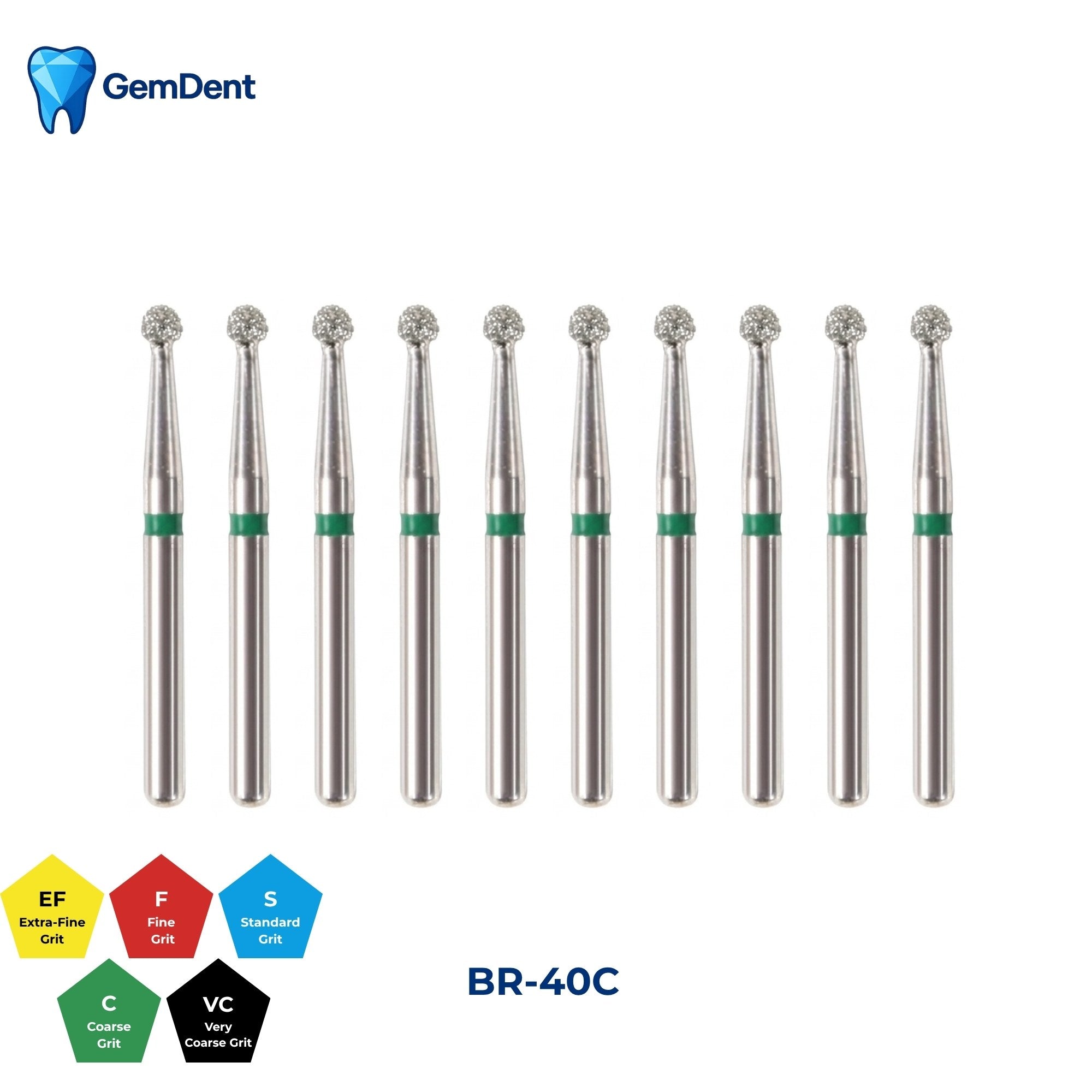GemDent Diamond Burs Pack of 10 BR-40C