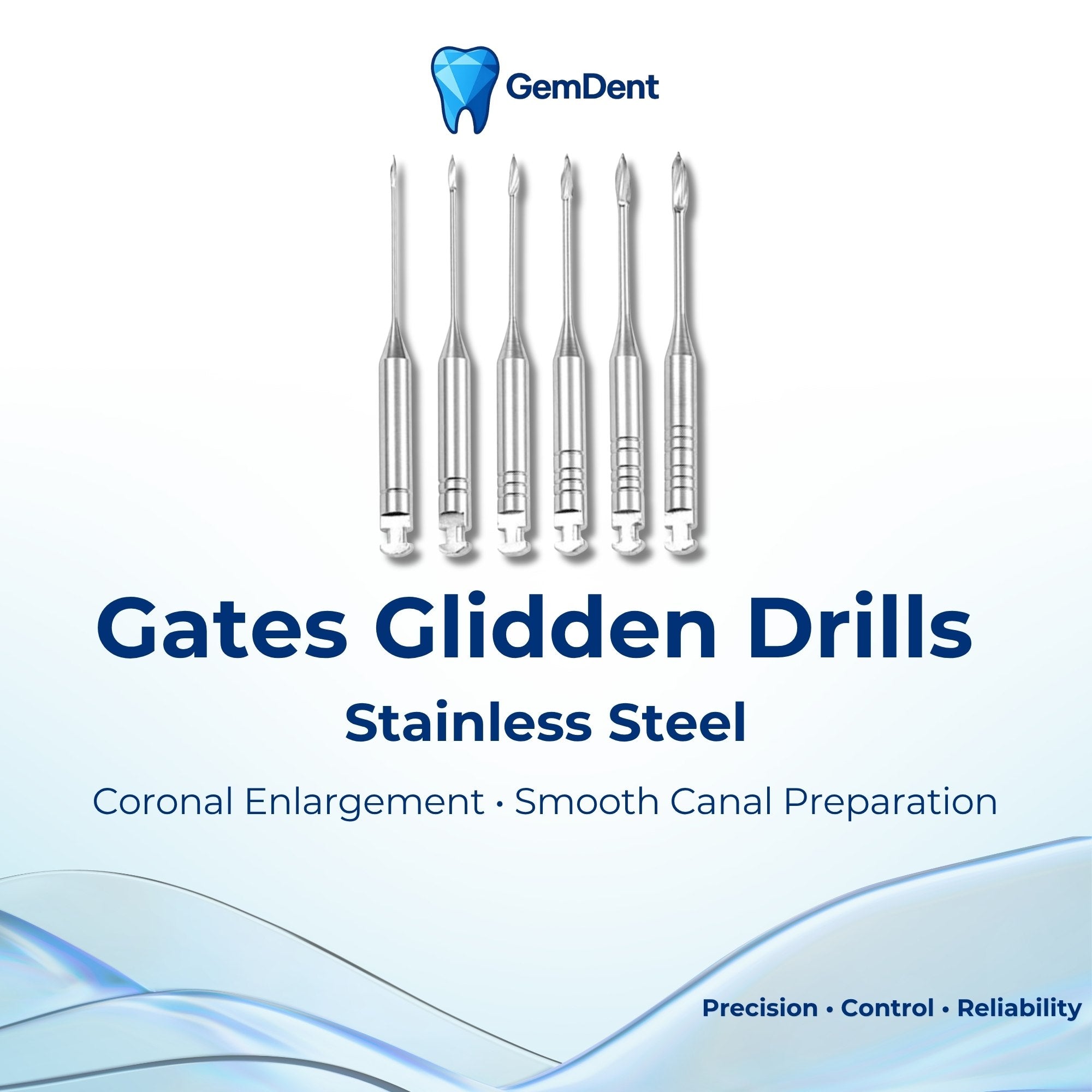 GemDent Gates Glidden Drills stainless steel endodontic drills for coronal enlargement