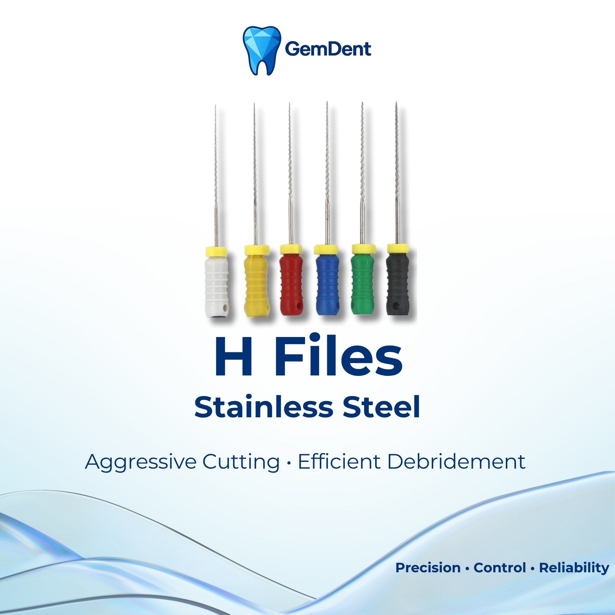 GemDent Stainless Steel H Files for Endodontic Cleaning and Shaping
