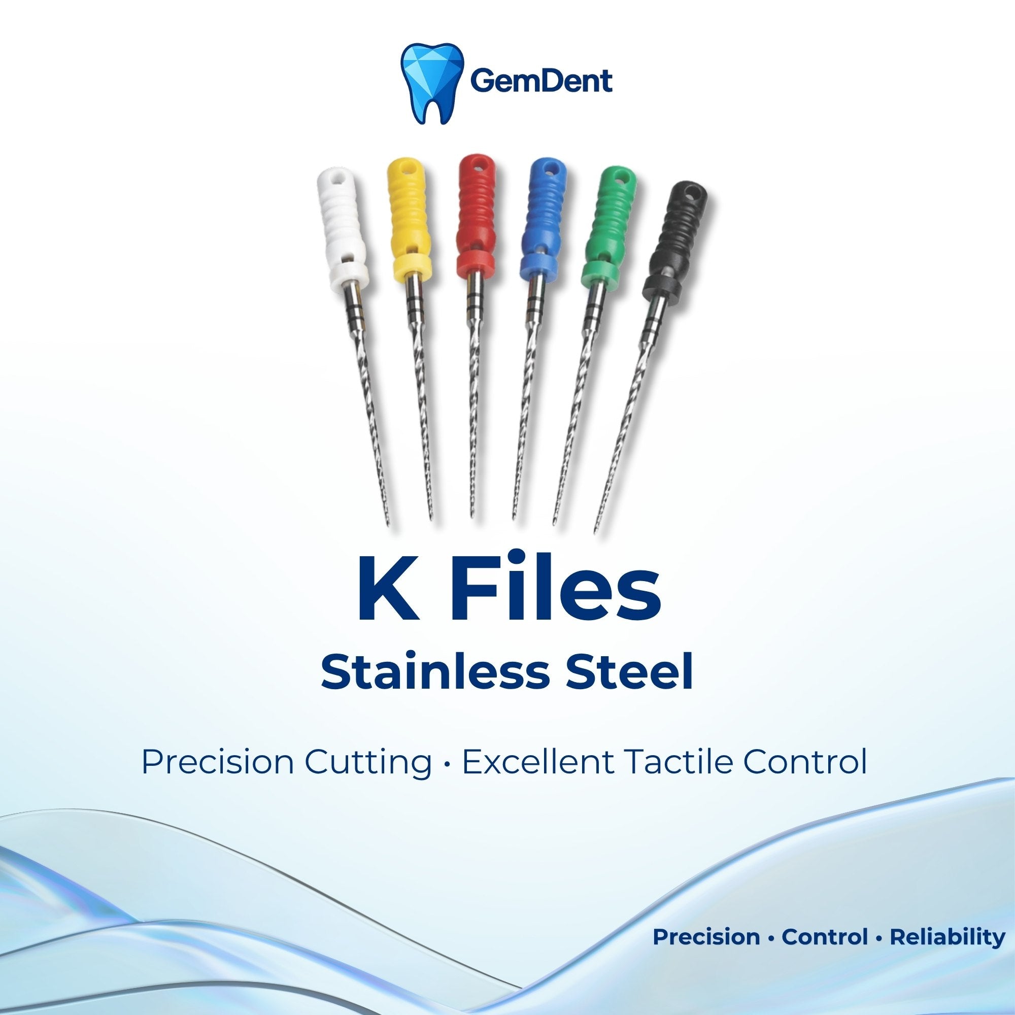GemDent Stainless Steel K Files for Root Canal Procedures