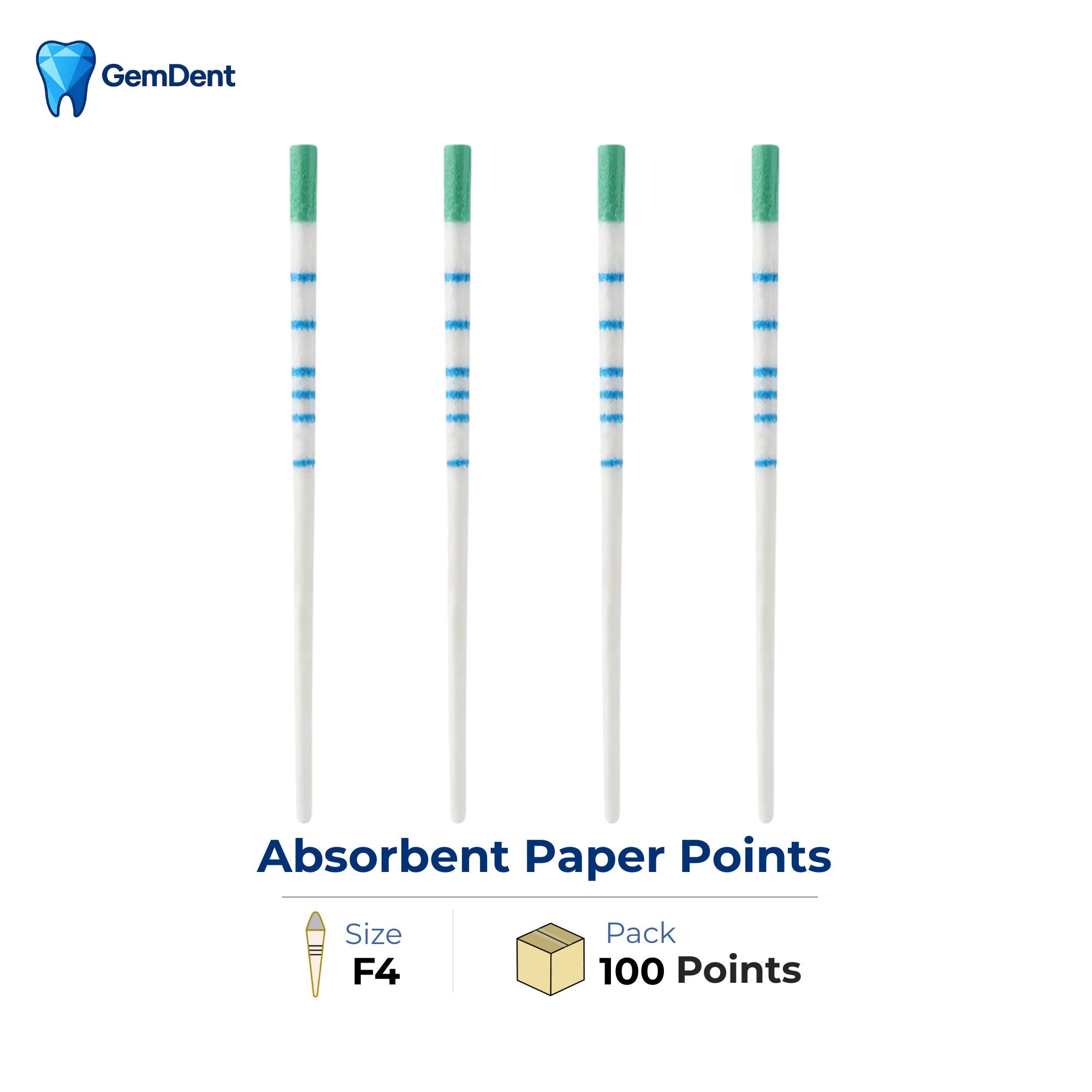 GemDent Absorbent Paper Points ProTaper F4 Size Pack of 100 Endodontic Paper Points