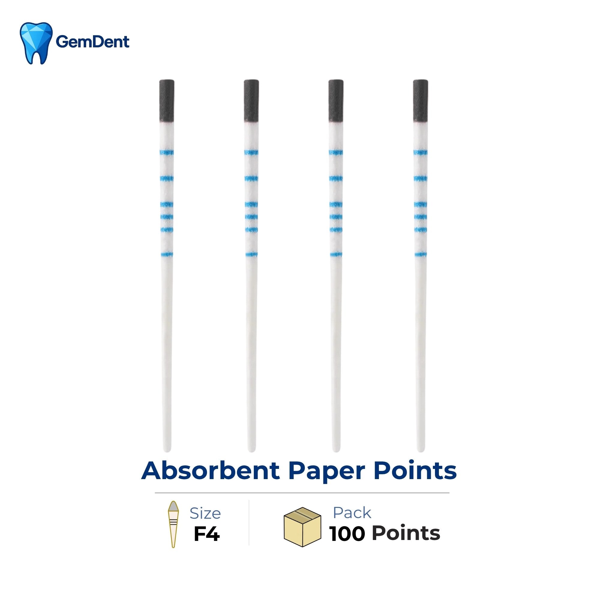 GemDent Absorbent Paper Points ProTaper F4 Size Pack of 100 Endodontic Paper Points