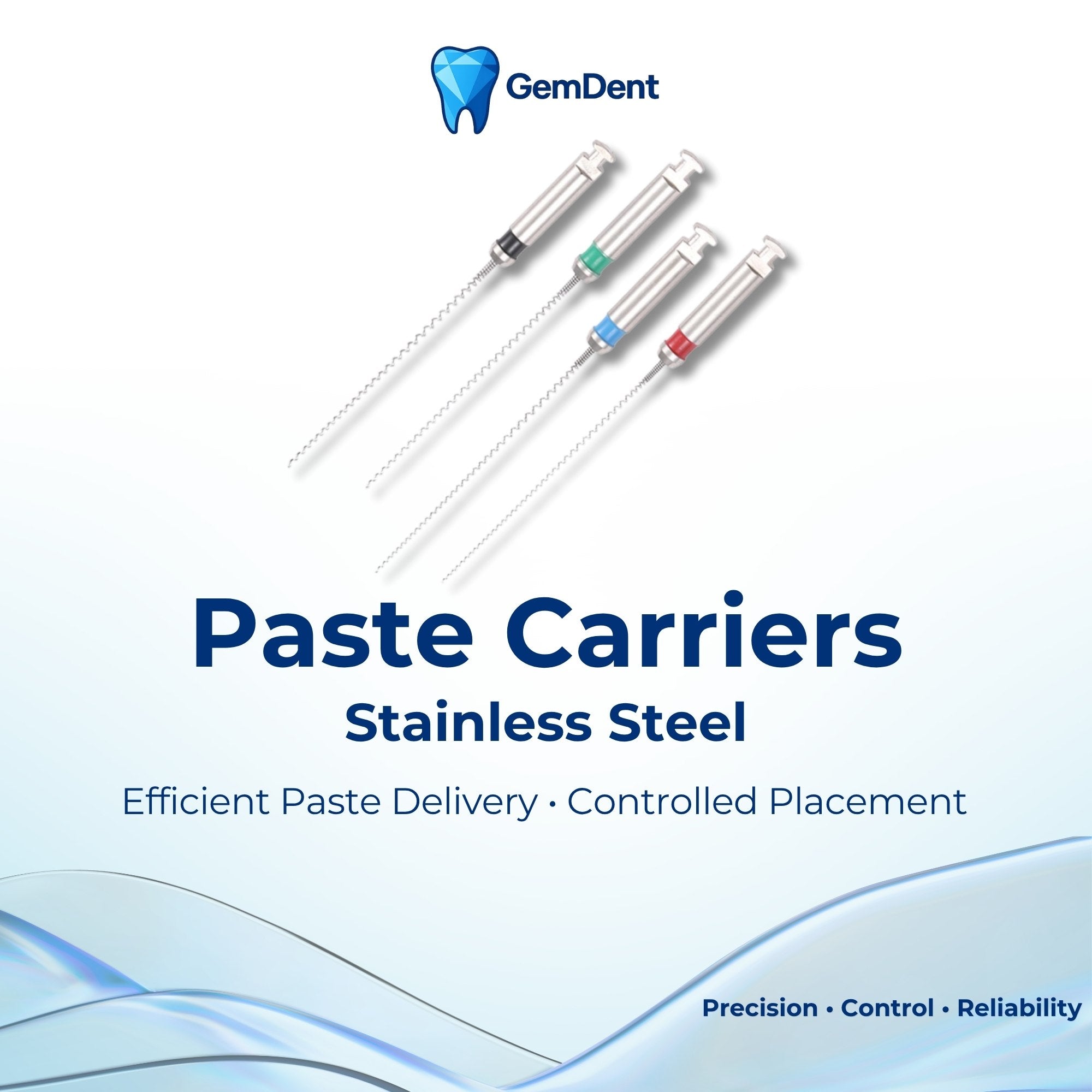 GemDent Stainless Steel Lentulo Paste Carriers for Root Canal Material Delivery