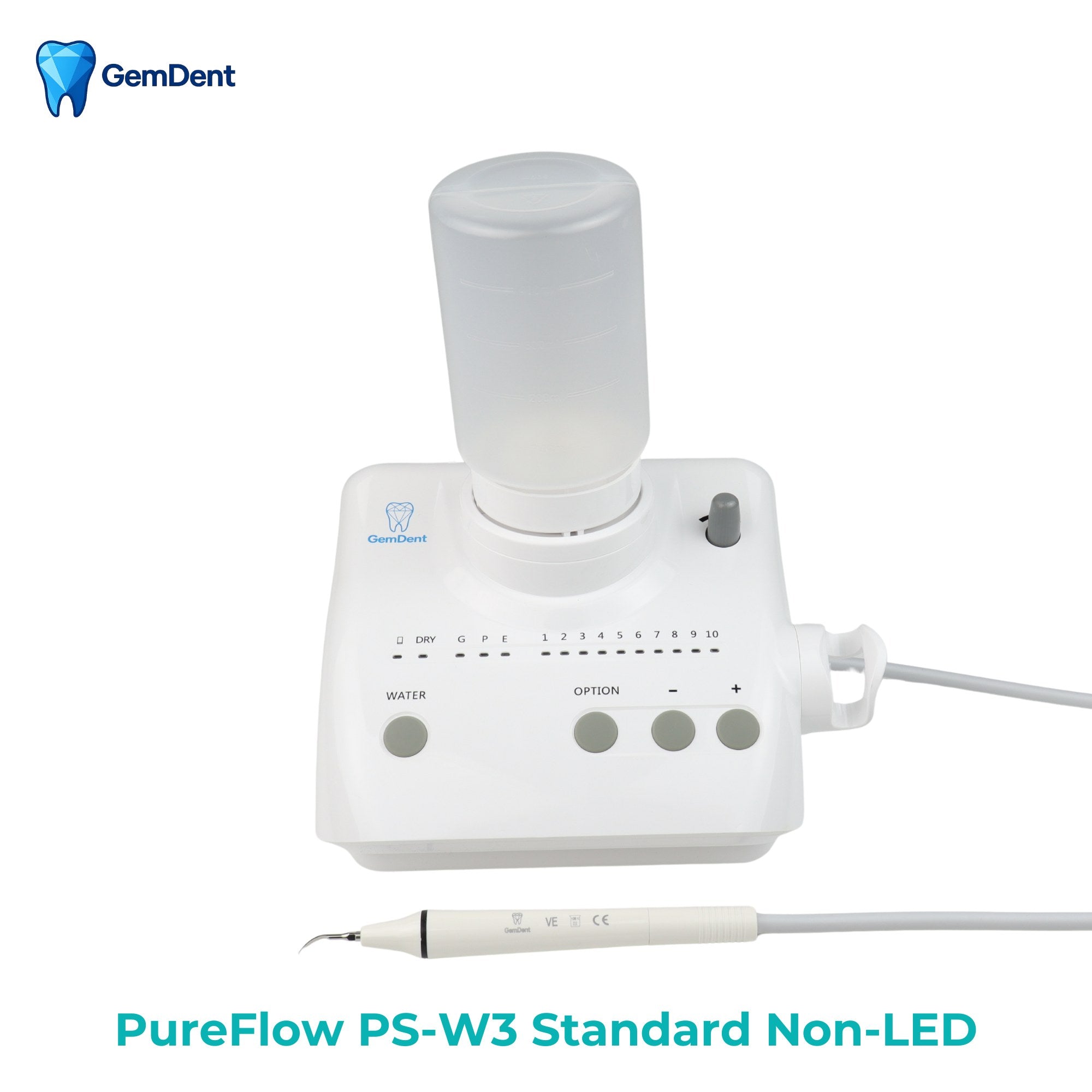 GemDent PureFlow PS-W3 ultrasonic scaler standard non-optic version with handpiece