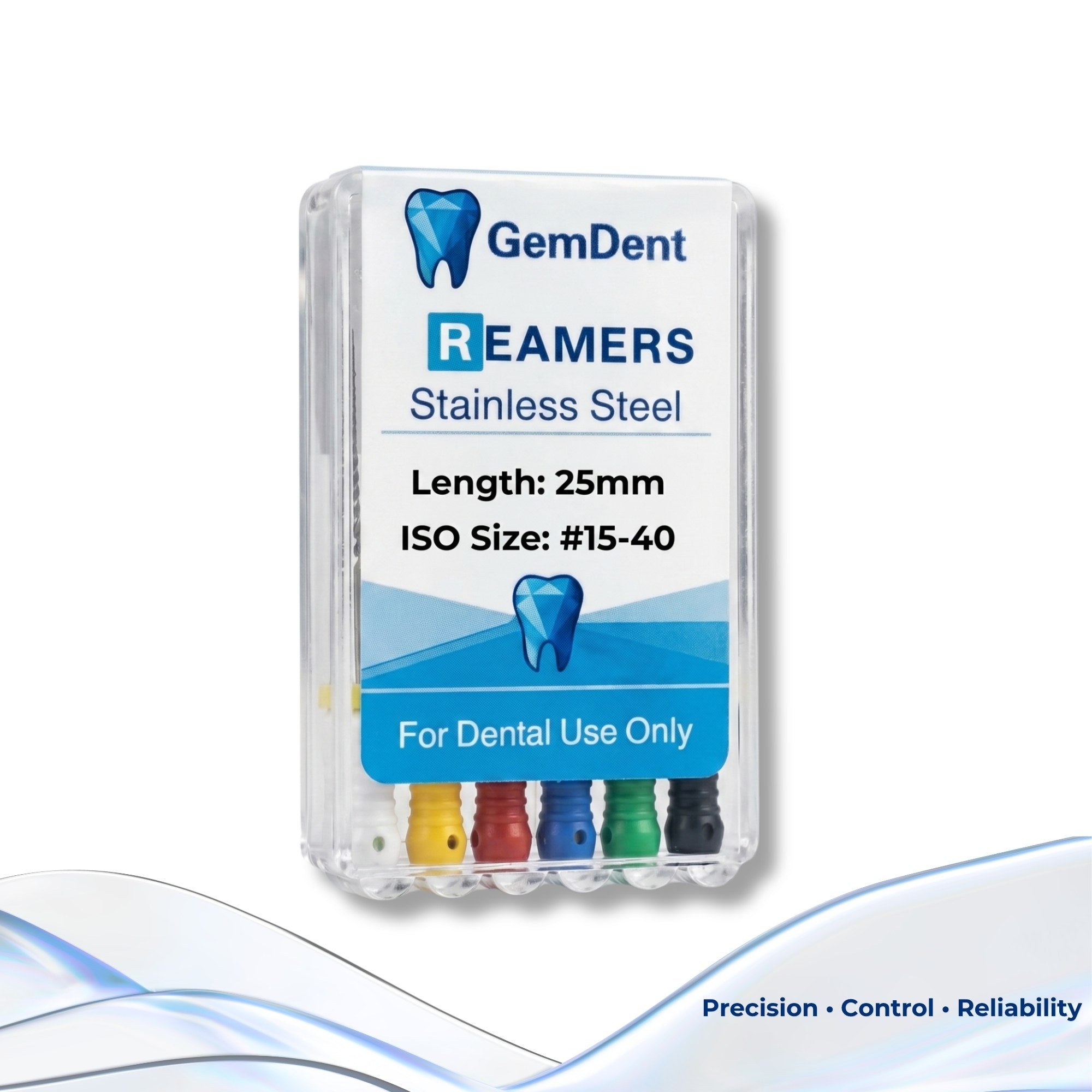 GemDent Stainless Steel Reamers Assorted Package Angle view