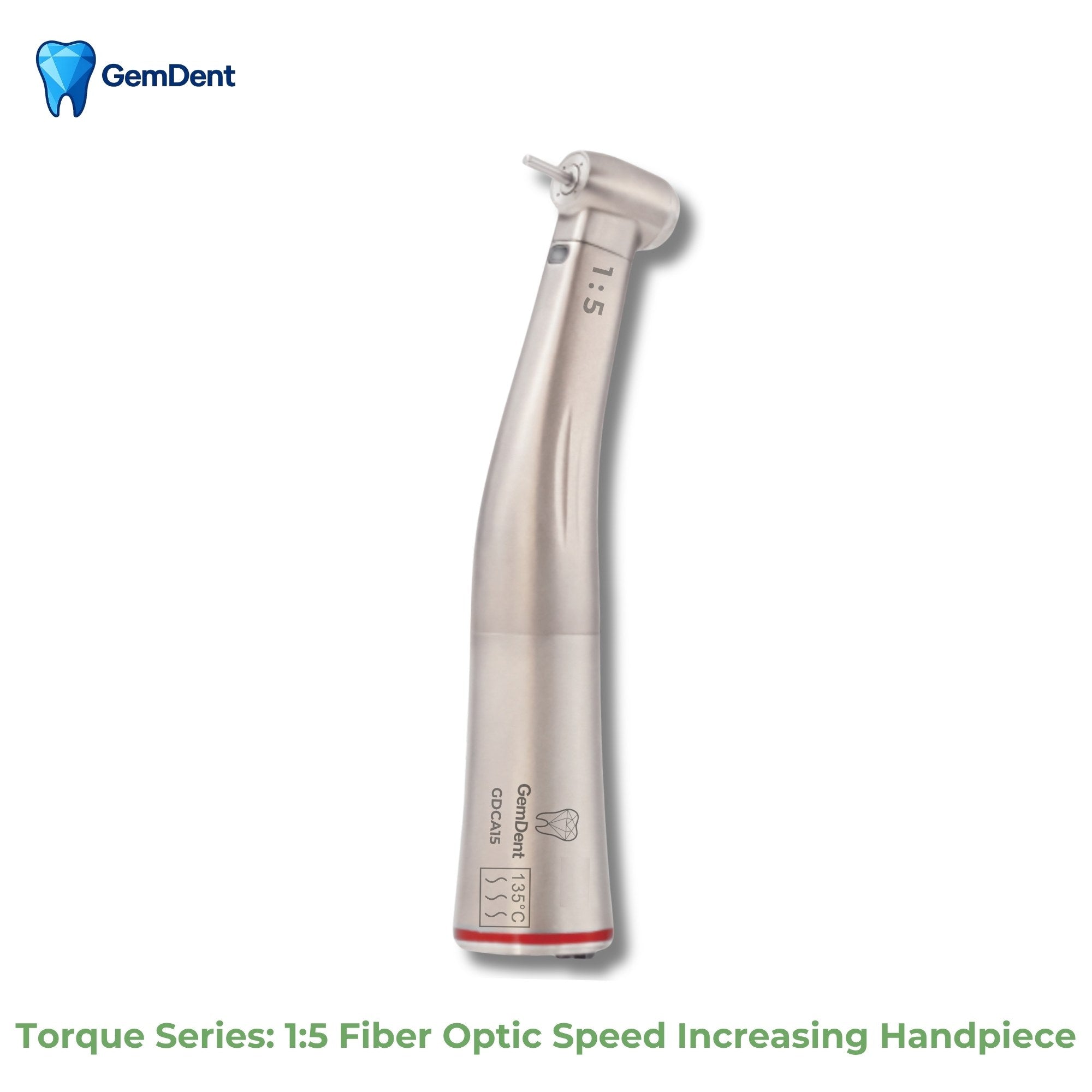 GemDent Torque GDCA15 1 to 5 fiber optic speed increasing contra angle handpiece with internal water spray