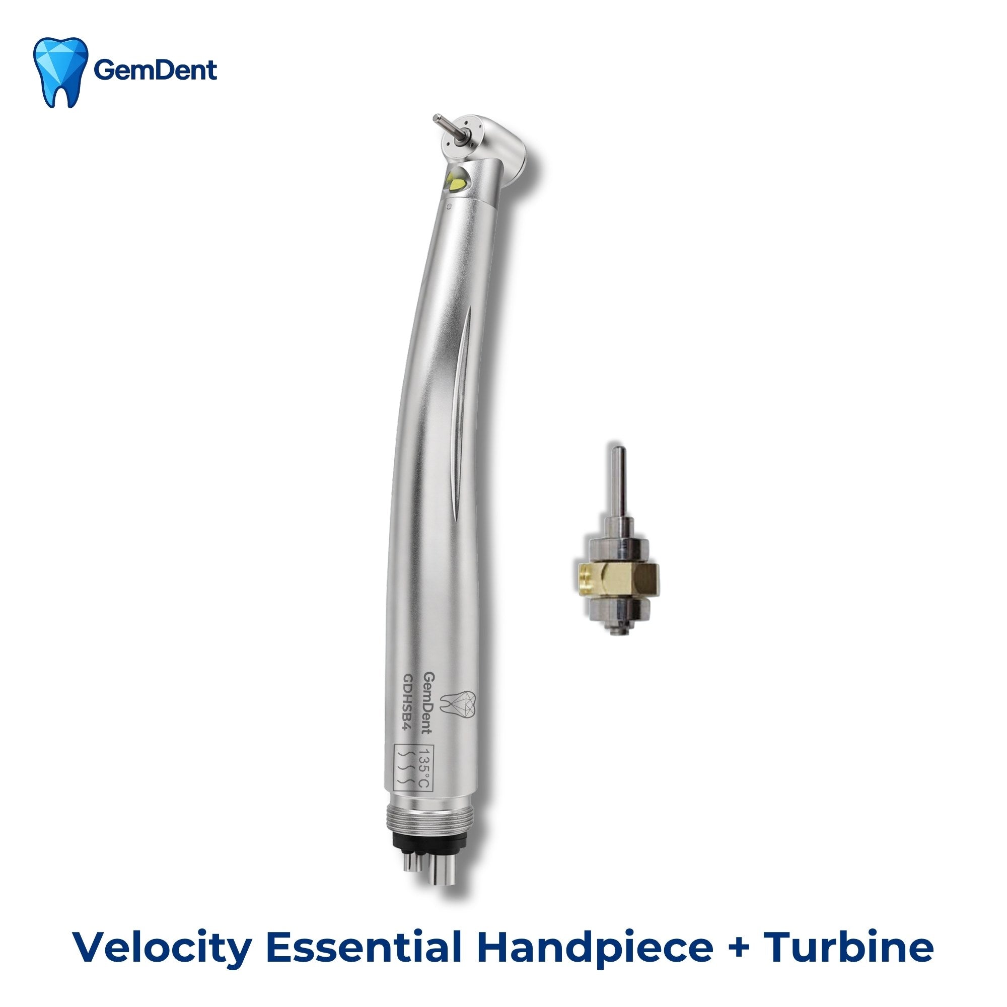 GemDent Velocity Essential LED High-Speed Dental Handpiece with Replacement Turbine Included