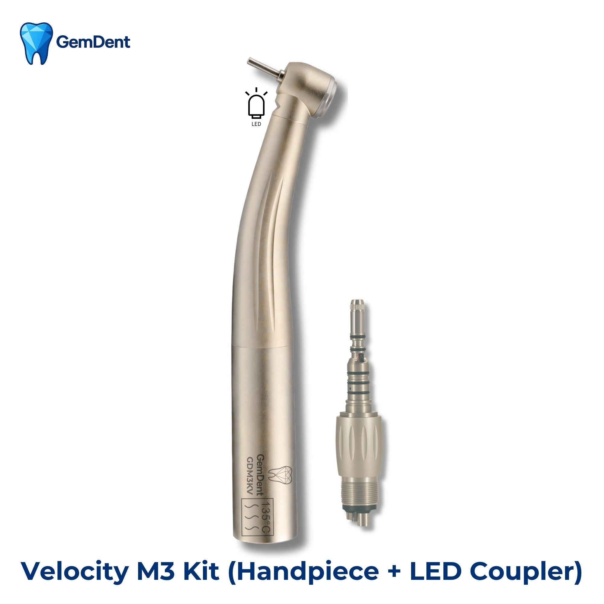 GemDent Velocity M3 kit high speed dental handpiece with LED e-generator coupler complete set