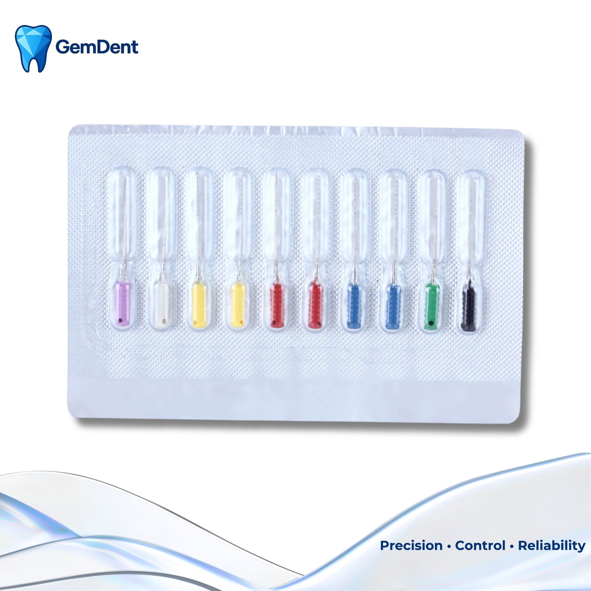 GemDent ApexDrive Barbed Broaches Packaging Front 10 Assorted Files