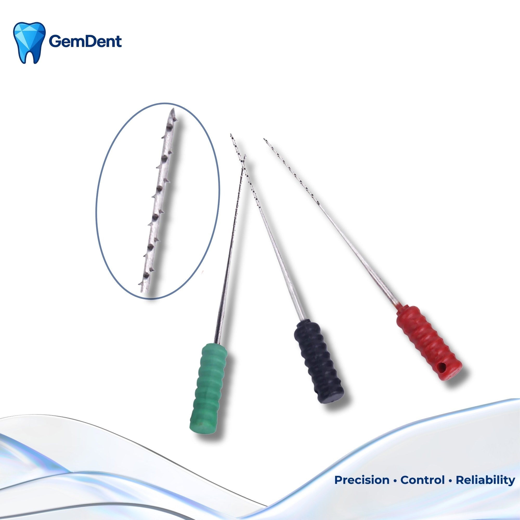 GemDent ApexDrive Barbed Broaches Pulp Extirpation Instruments Stainless Steel Close view
