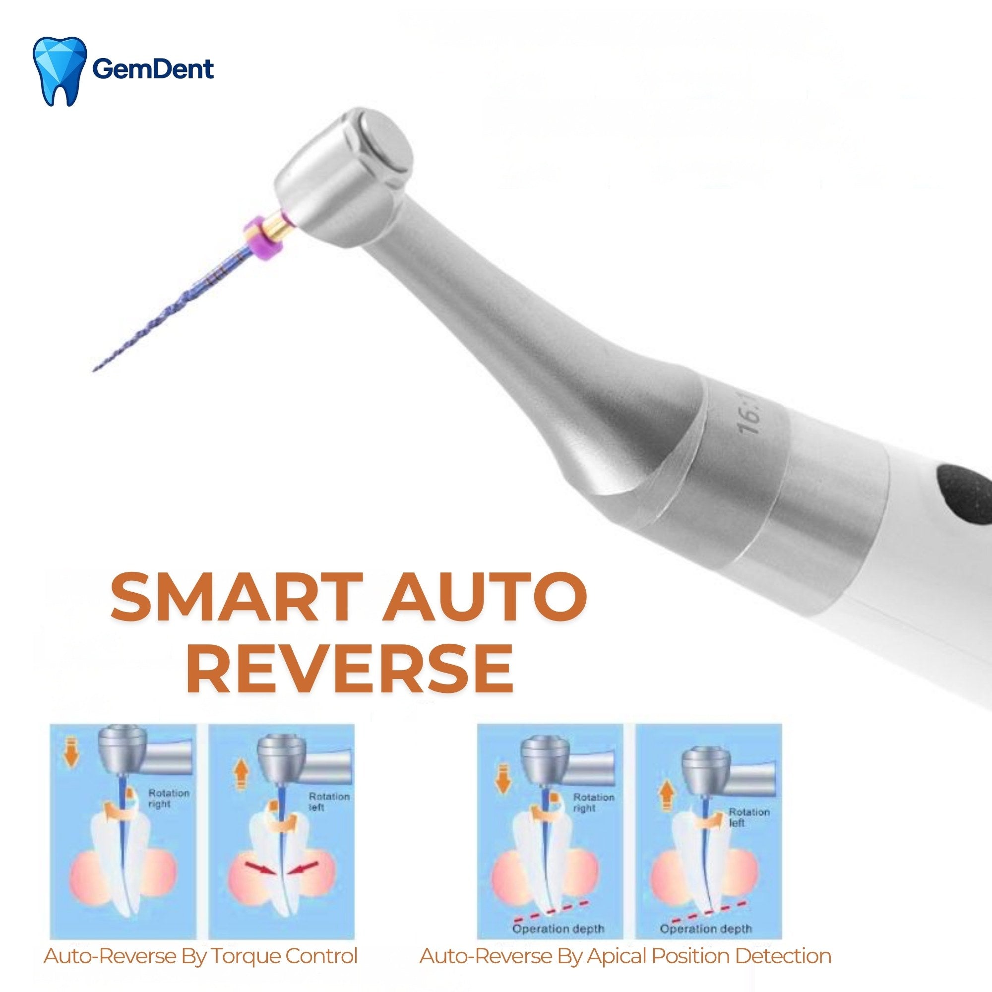 Endodontic motor smart auto reverse feature torque control and apical position detection