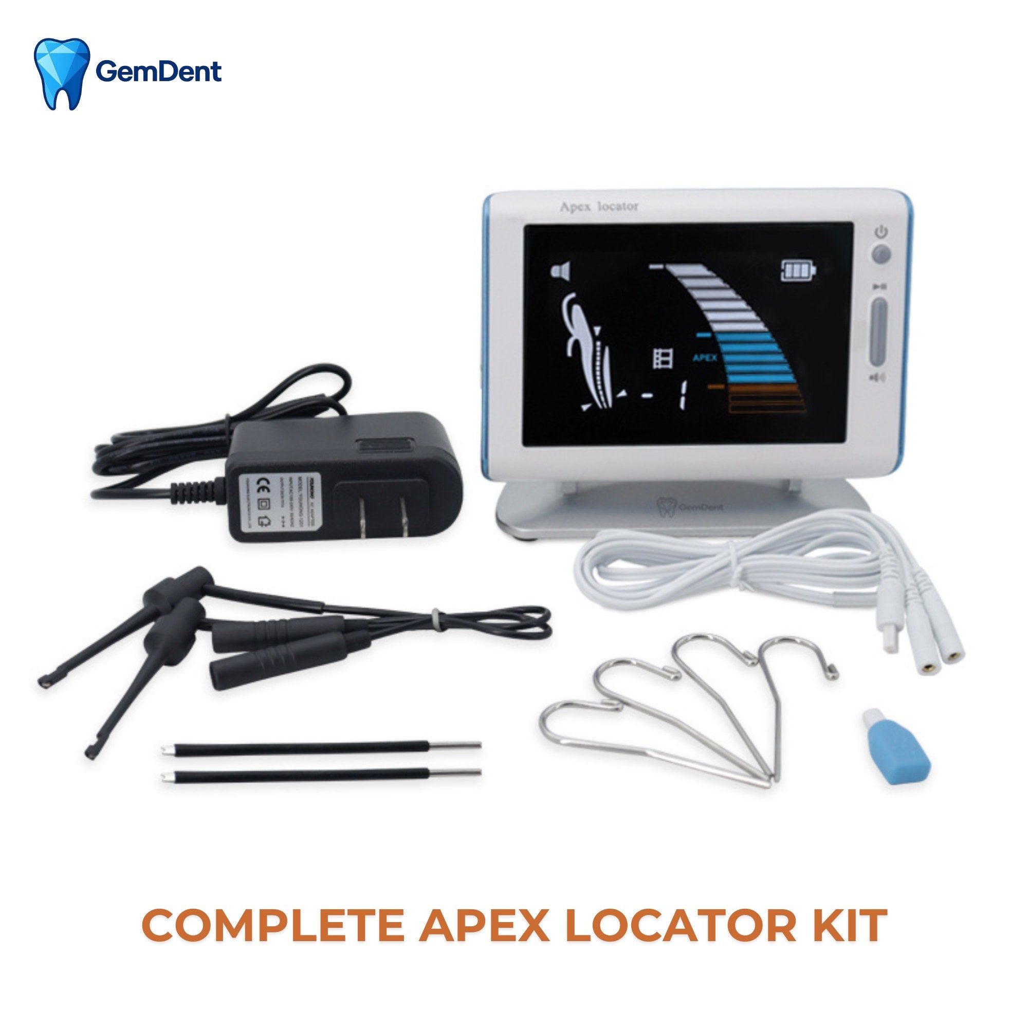 Complete apex locator kit with cables probes clips and accessories GemDent ApexDrive GDAD200