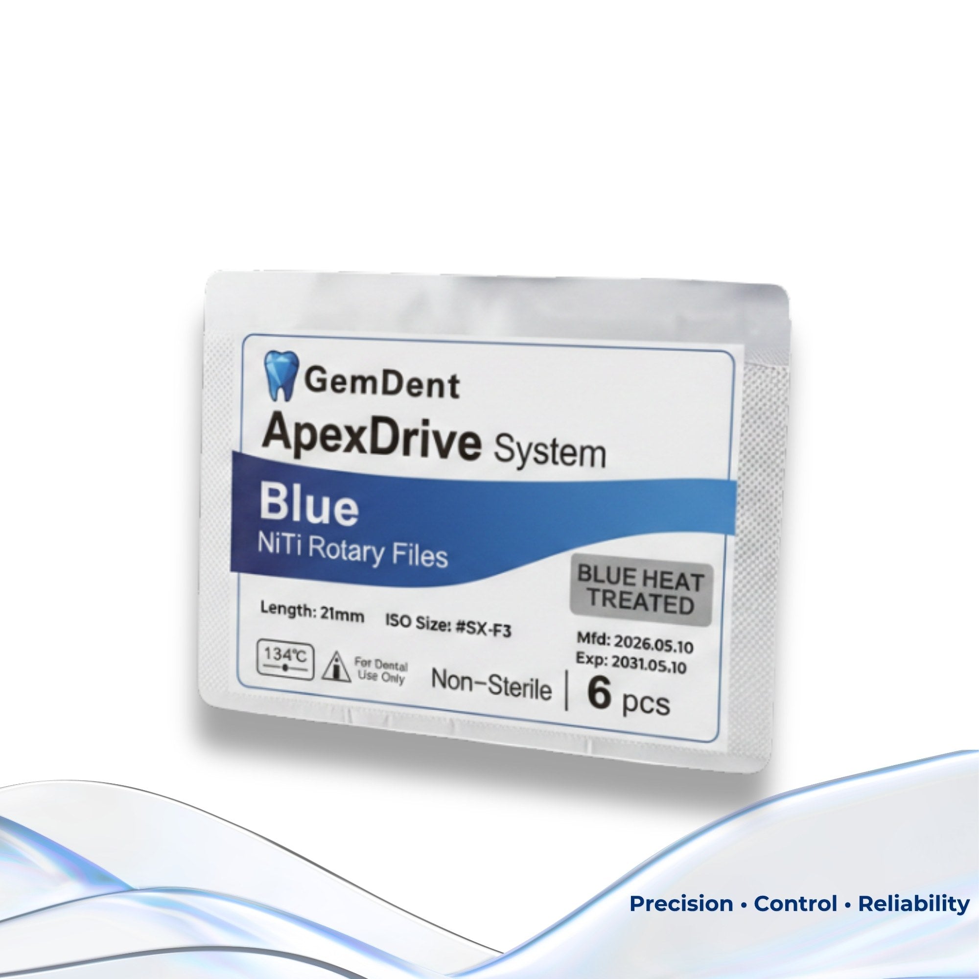 GemDent ApexDrive NiTi Blue rotary files heat treated flexible endo files fracture resistant