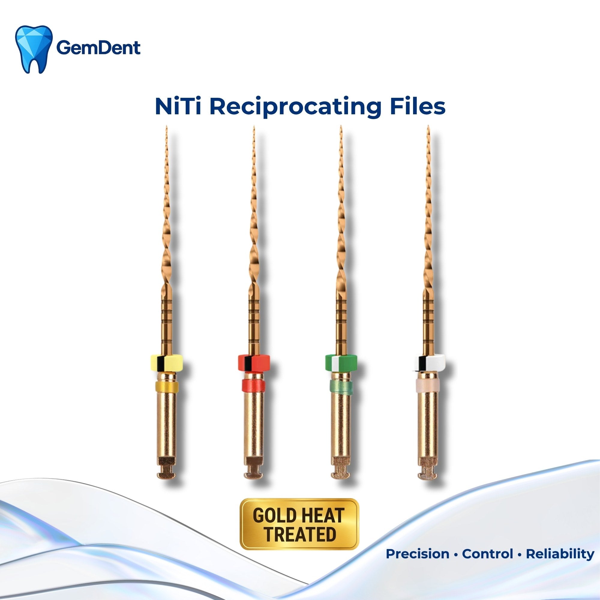 GemDent ApexDrive One Gold reciprocating files NiTi nickel titanium One File system Heat Treated