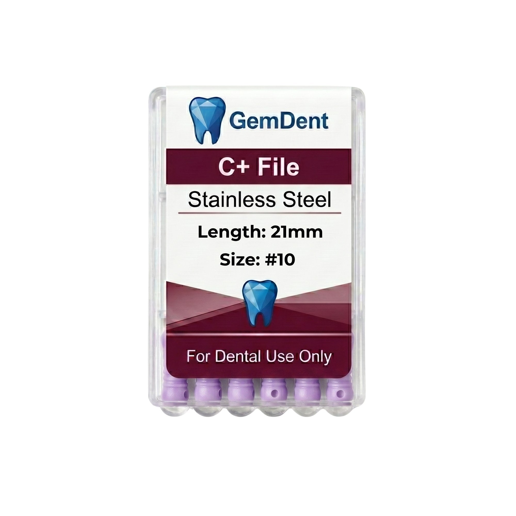 GemDent C+ Files Stainless Steel 21mm #10 (6 Files)