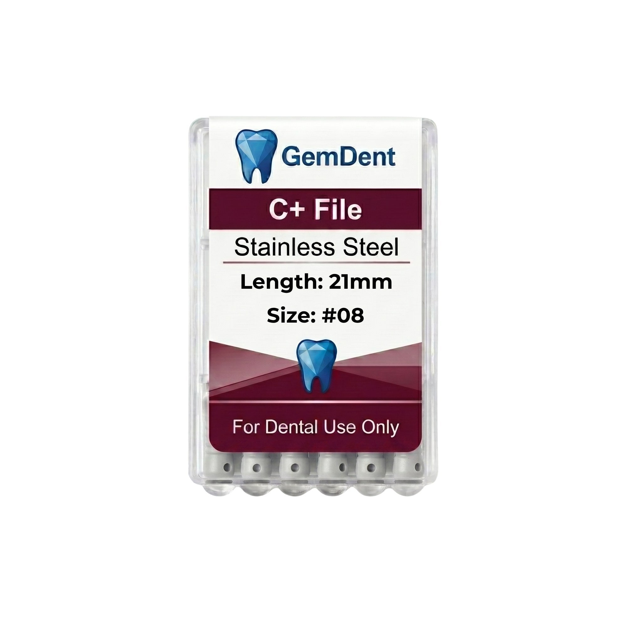 GemDent C+ Files Stainless Steel 21mm #08 (6 Files)