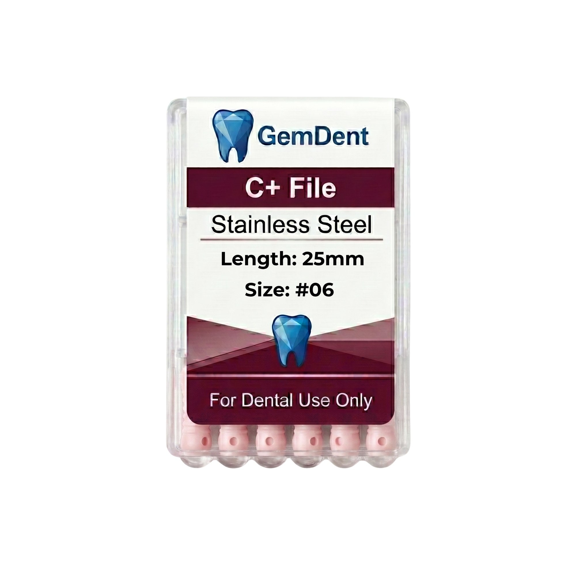 GemDent C+ Files Stainless Steel 25mm #06 (6 Files)