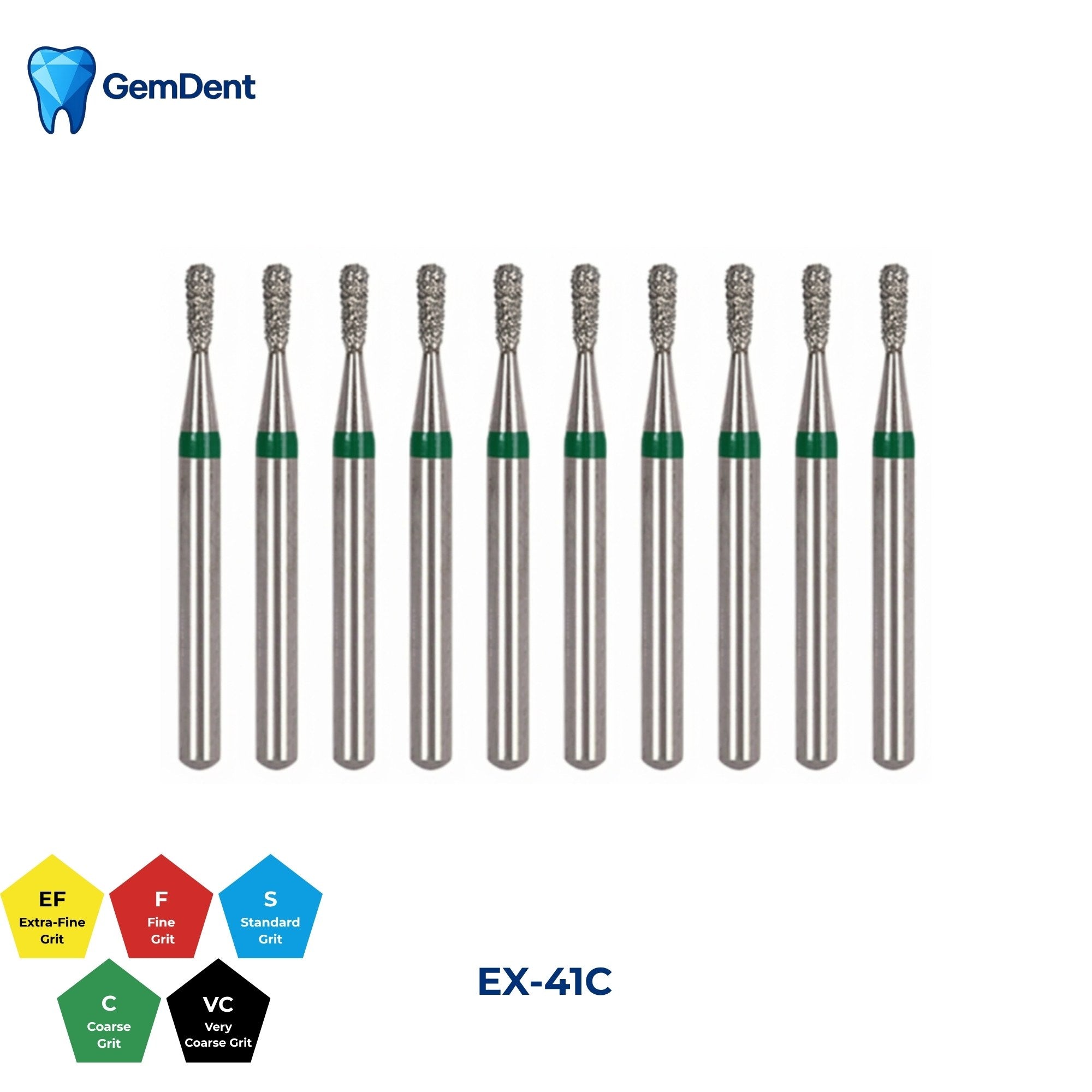 GemDent Diamond Burs Pack of 10 EX-41C