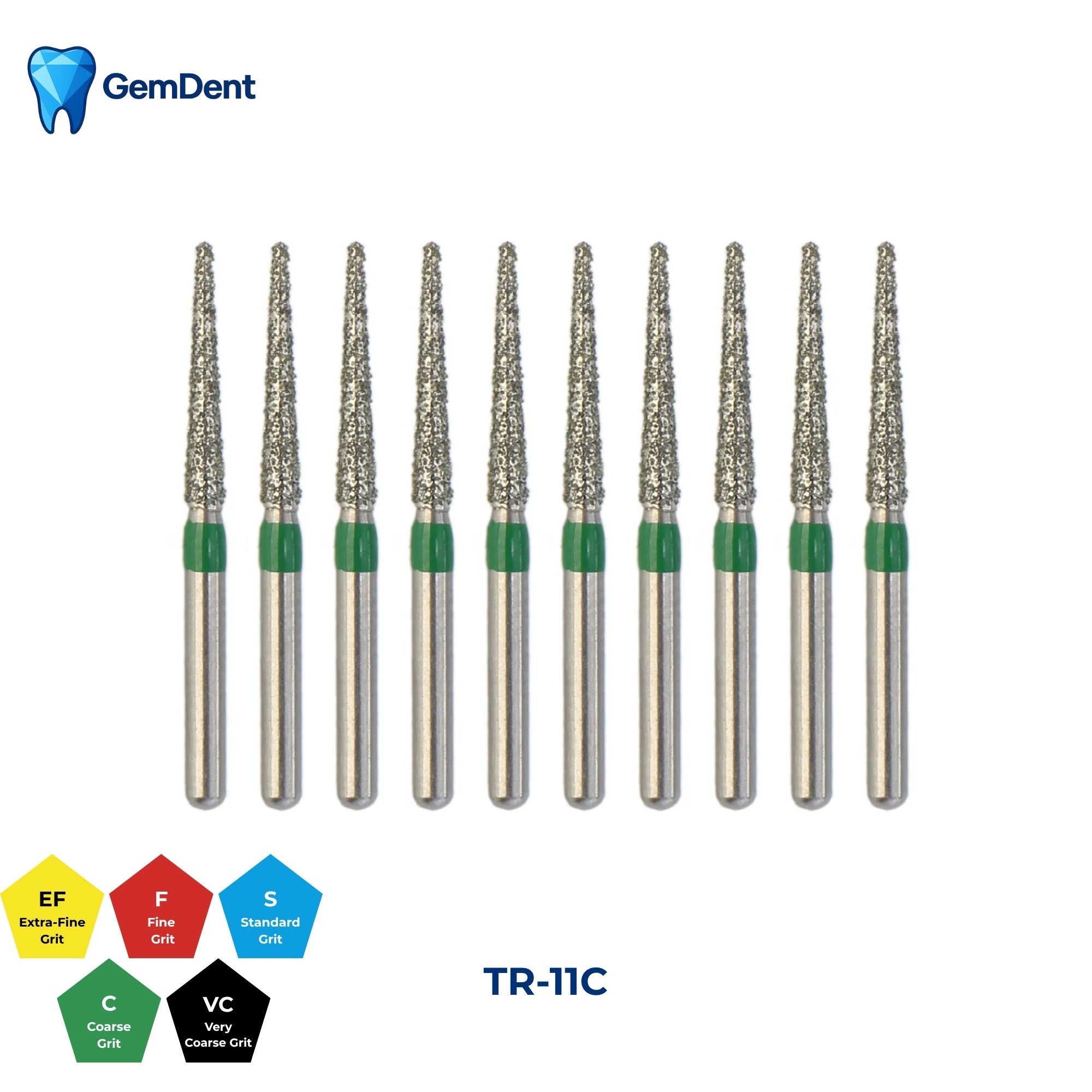 GemDent Diamond Burs Pack of 10 TR-11C