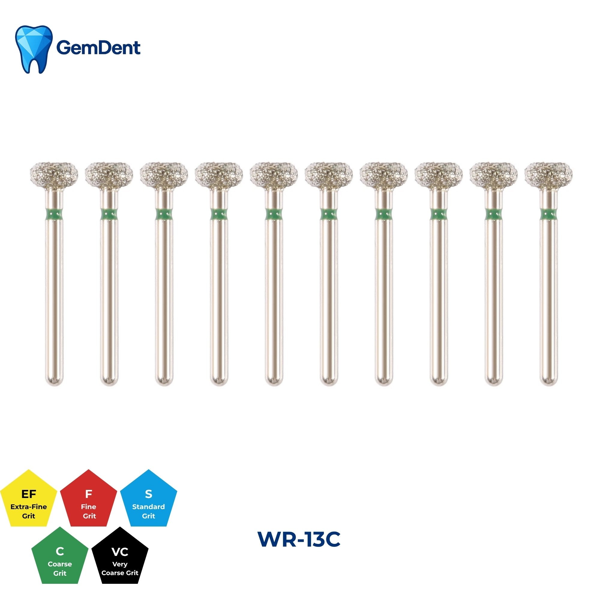 GemDent Diamond Burs Pack of 10 WR-13C