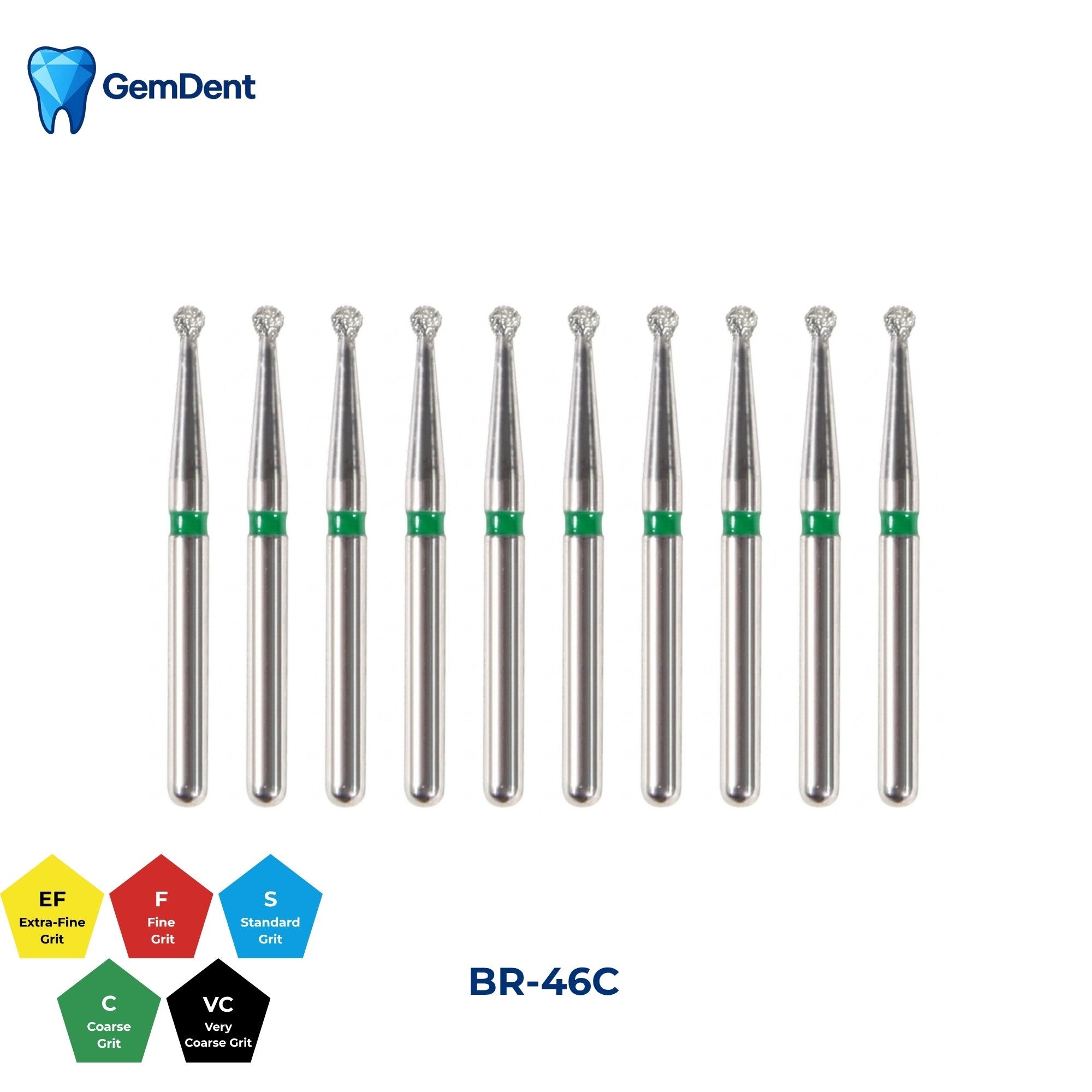 GemDent Diamond Burs Pack of 10 BR-46C 