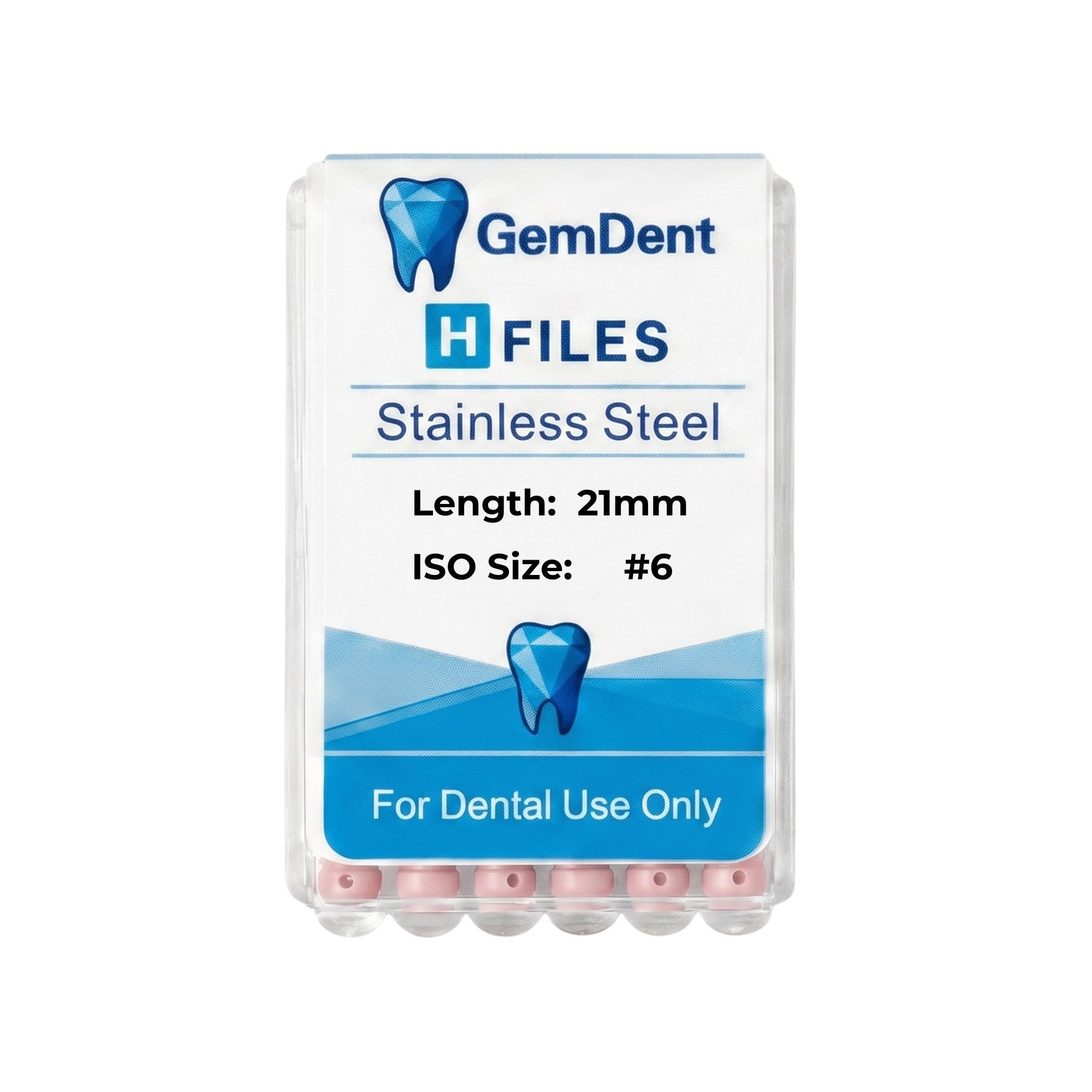 GemDent Stainless Steel H Files 21mm #06 (6 Files)