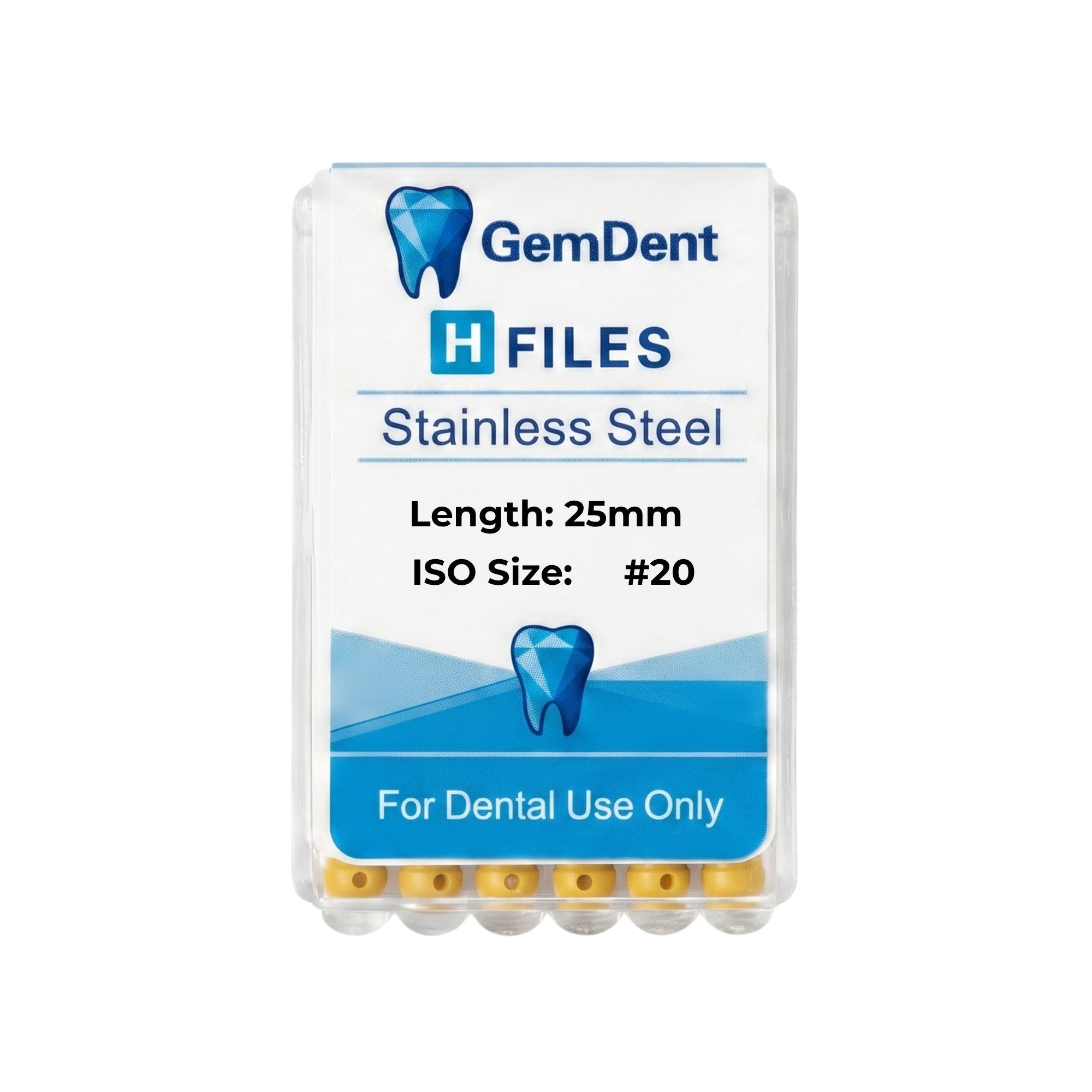 GemDent Stainless Steel H Files 25mm #20 (6 Files)