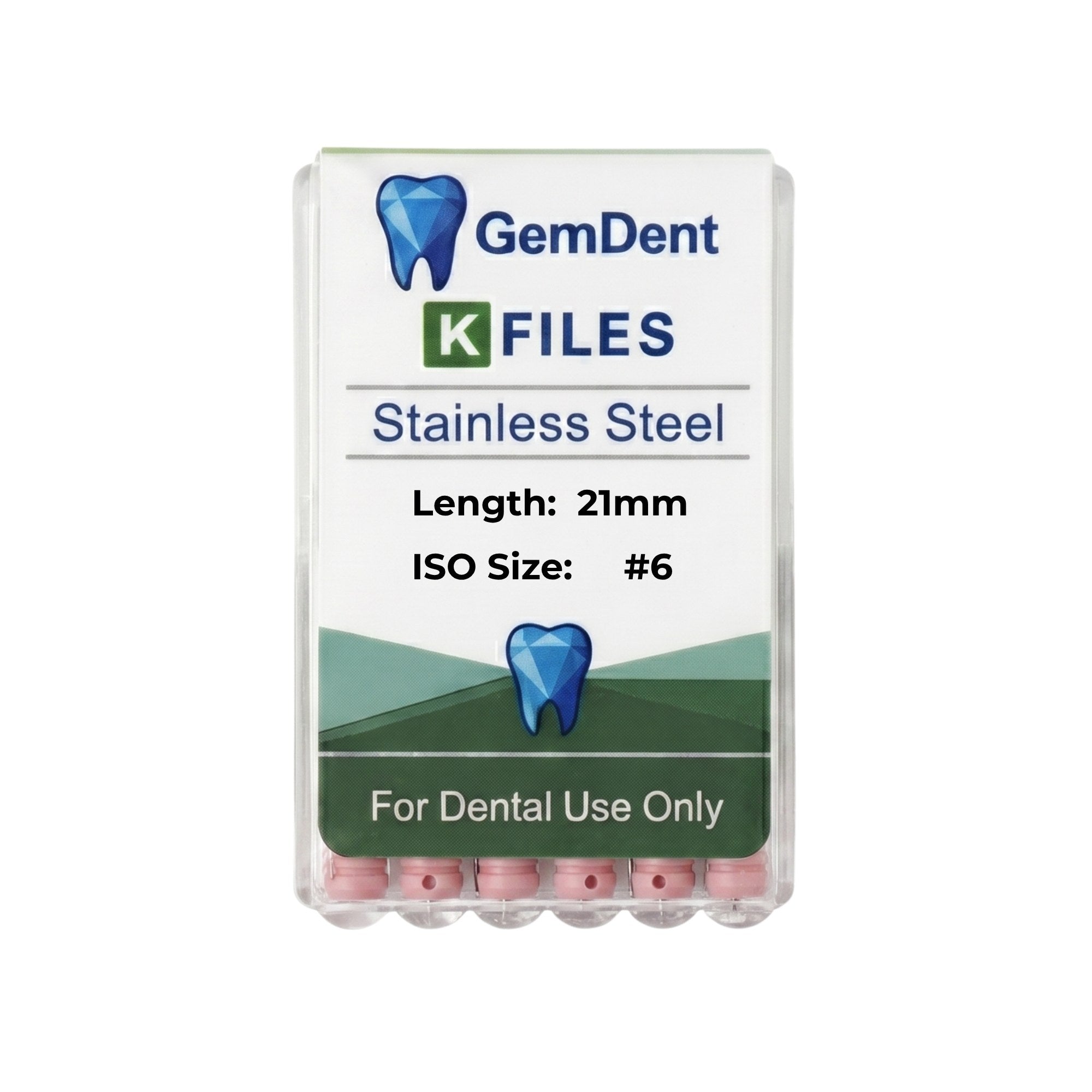 GemDent Stainless Steel K Files 21mm #06 (6 Files)