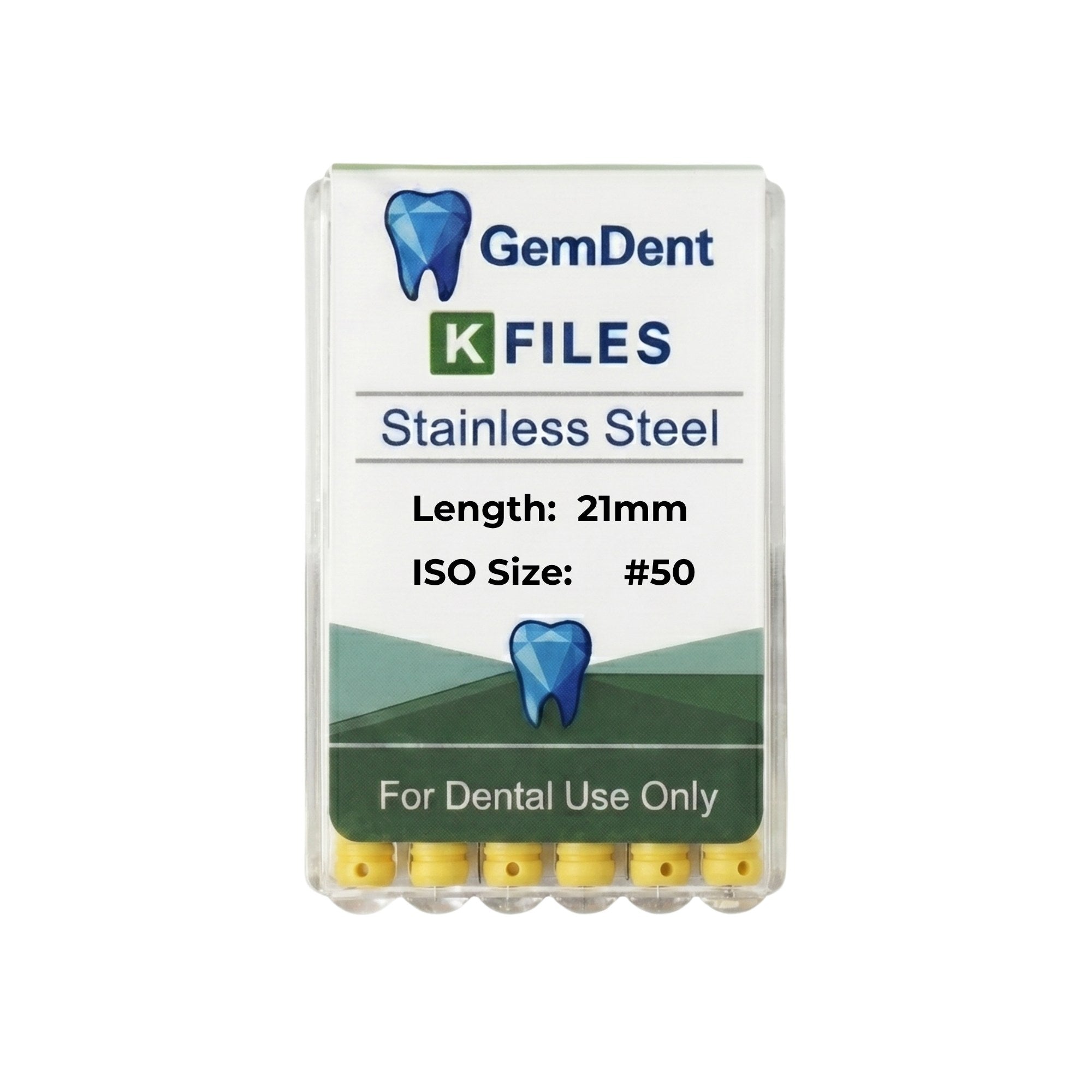 GemDent Stainless Steel K Files 21mm #50 (6 Files)