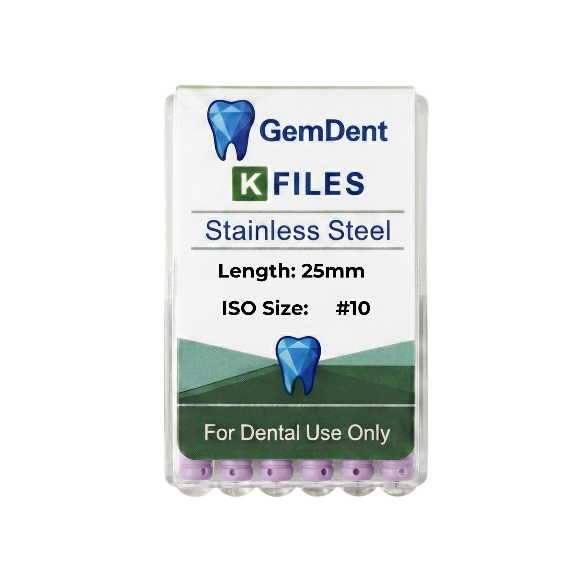 GemDent Stainless Steel K Files 25mm #10 (6 Files)