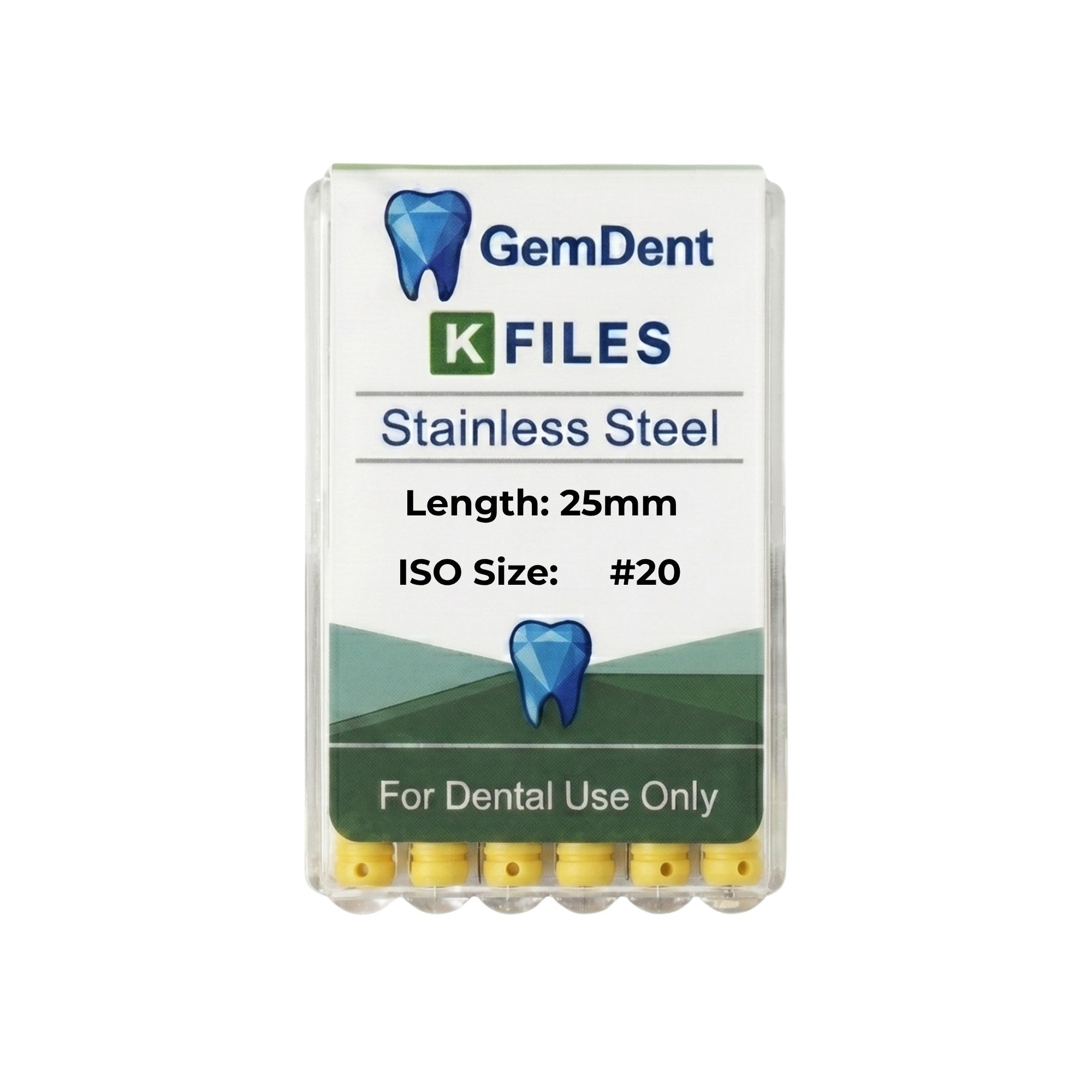 GemDent Stainless Steel K Files 25mm #20 (6 Files)