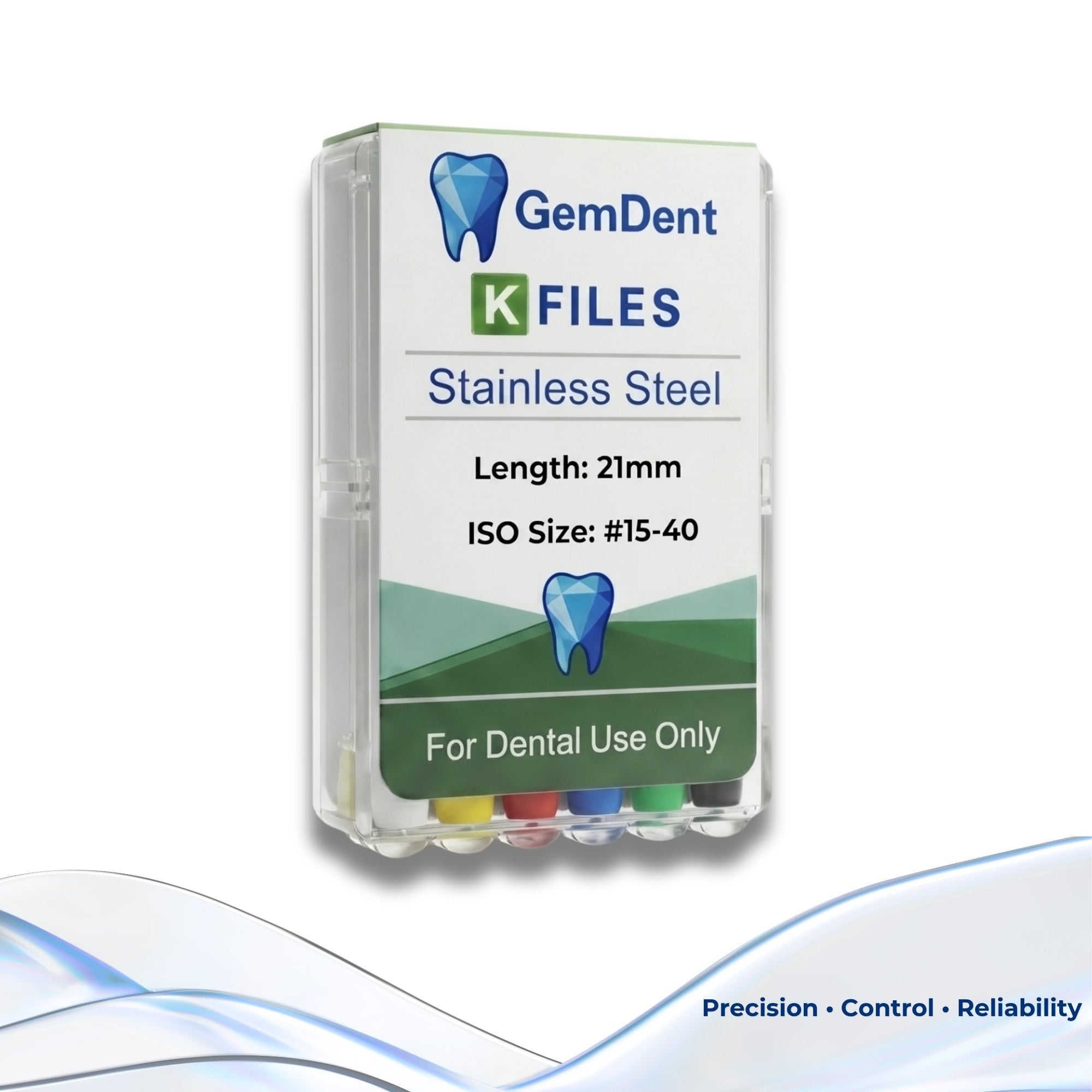 GemDent Stainless Steel K Files Assorted Pack Angle View