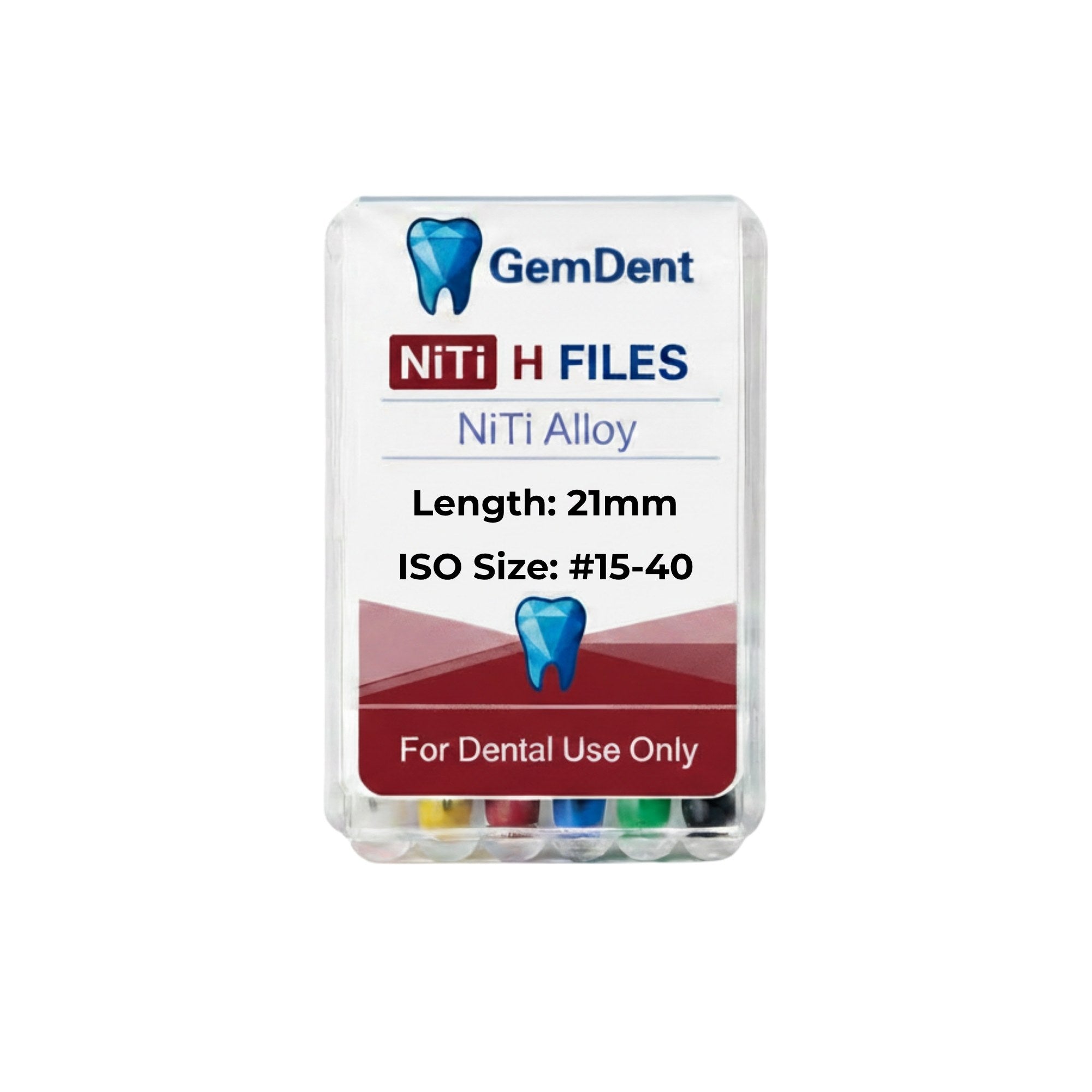 GemDent NiTi H Files 21mm #15–40 Assorted (6 Files)