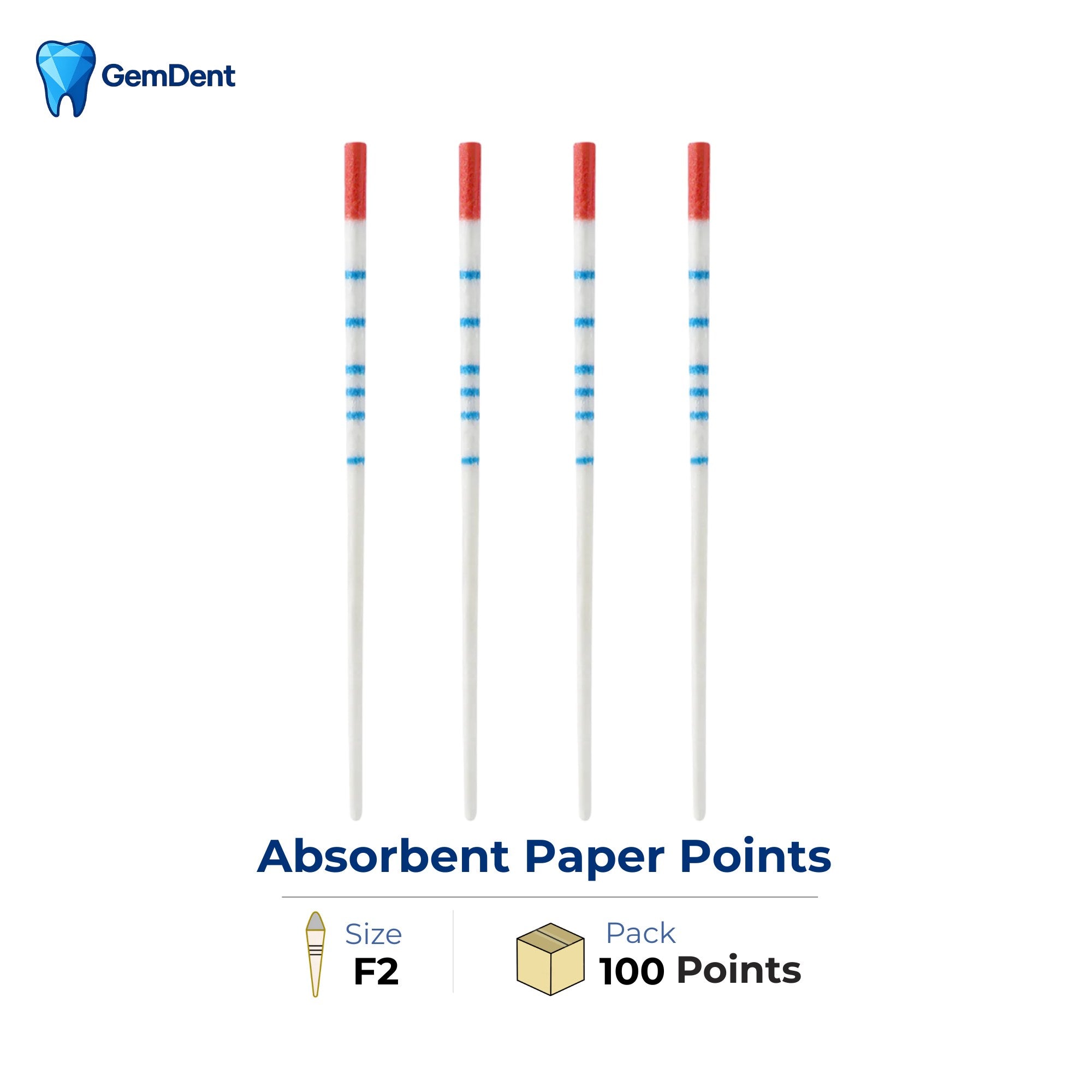 GemDent Absorbent Paper Points ProTaper F2 Size Pack of 100 Endodontic Paper Points