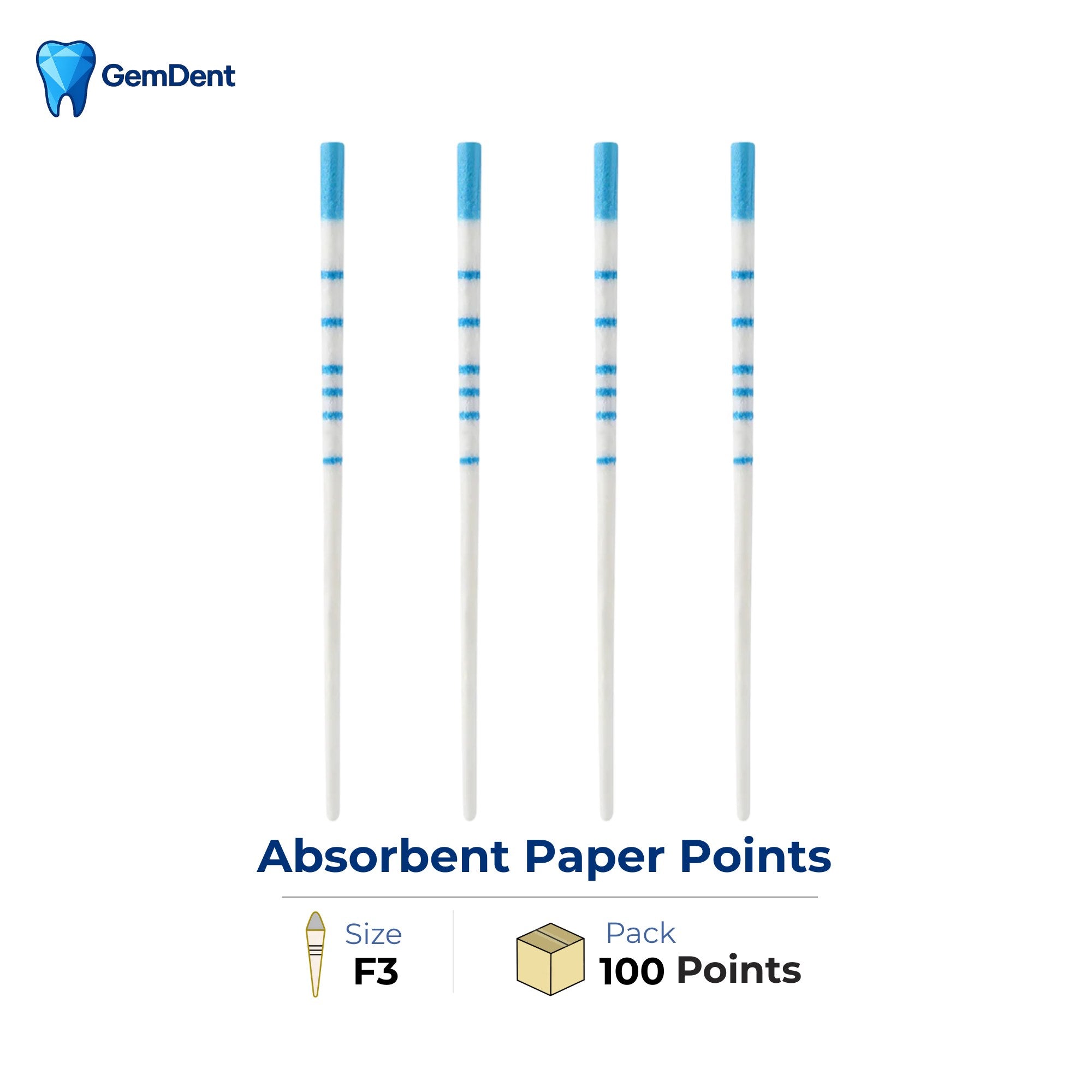 GemDent Absorbent Paper Points ProTaper F3 Size Pack of 100 Dental Paper Points