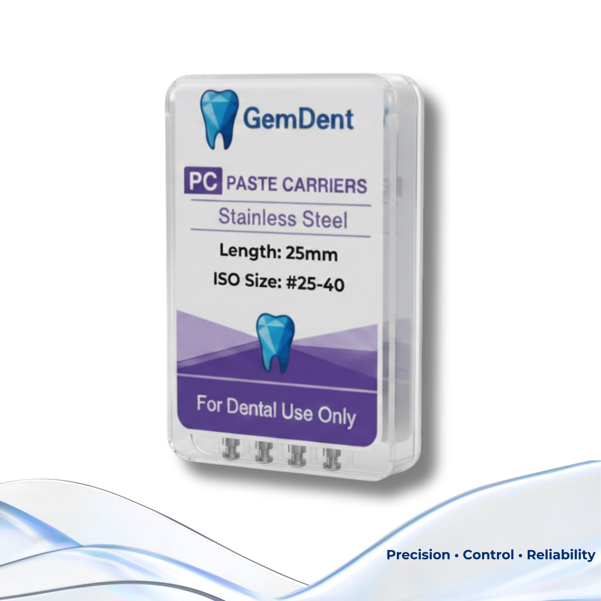GemDent Stainless Steel Paste Carriers  Lentulo Assorted Package Angle View