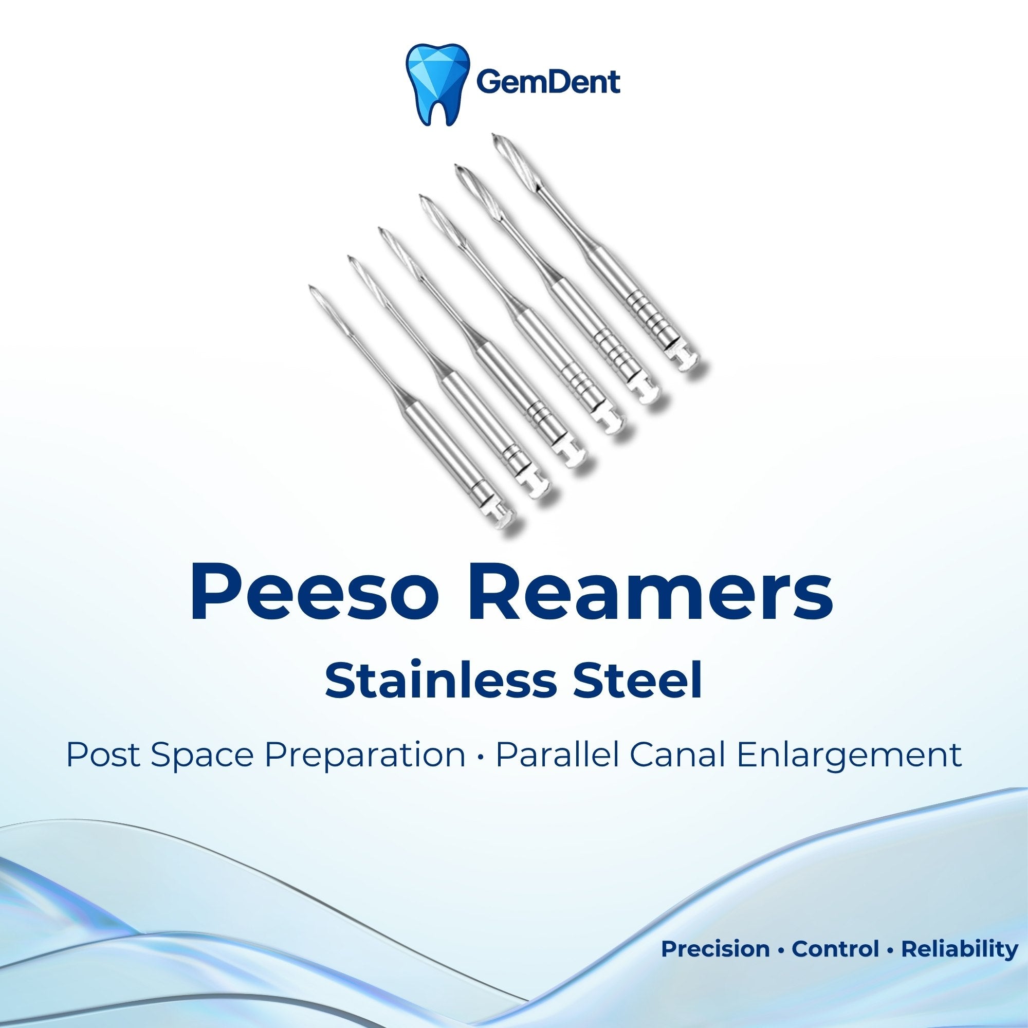 GemDent Peeso Reamers stainless steel endodontic drills for post space preparation
