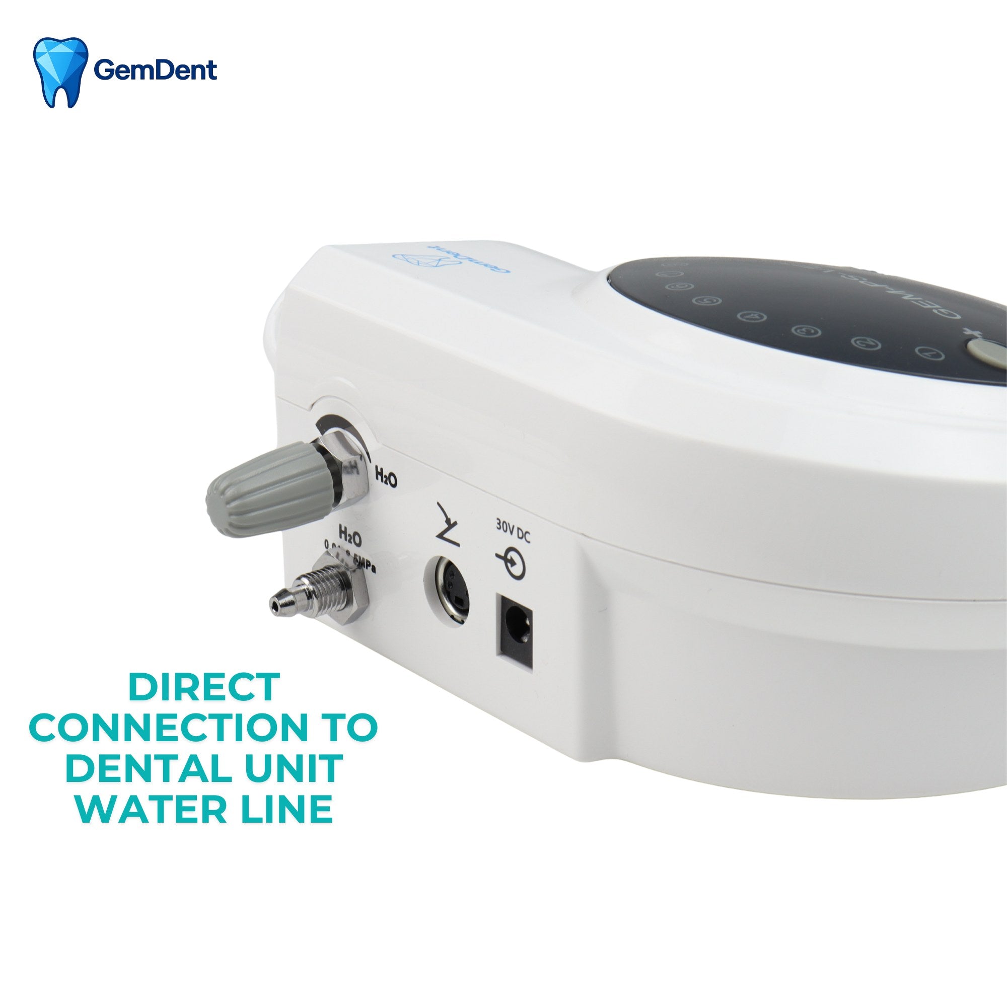 GemDent ultrasonic scaler direct connection to dental unit water line for continuous irrigation
