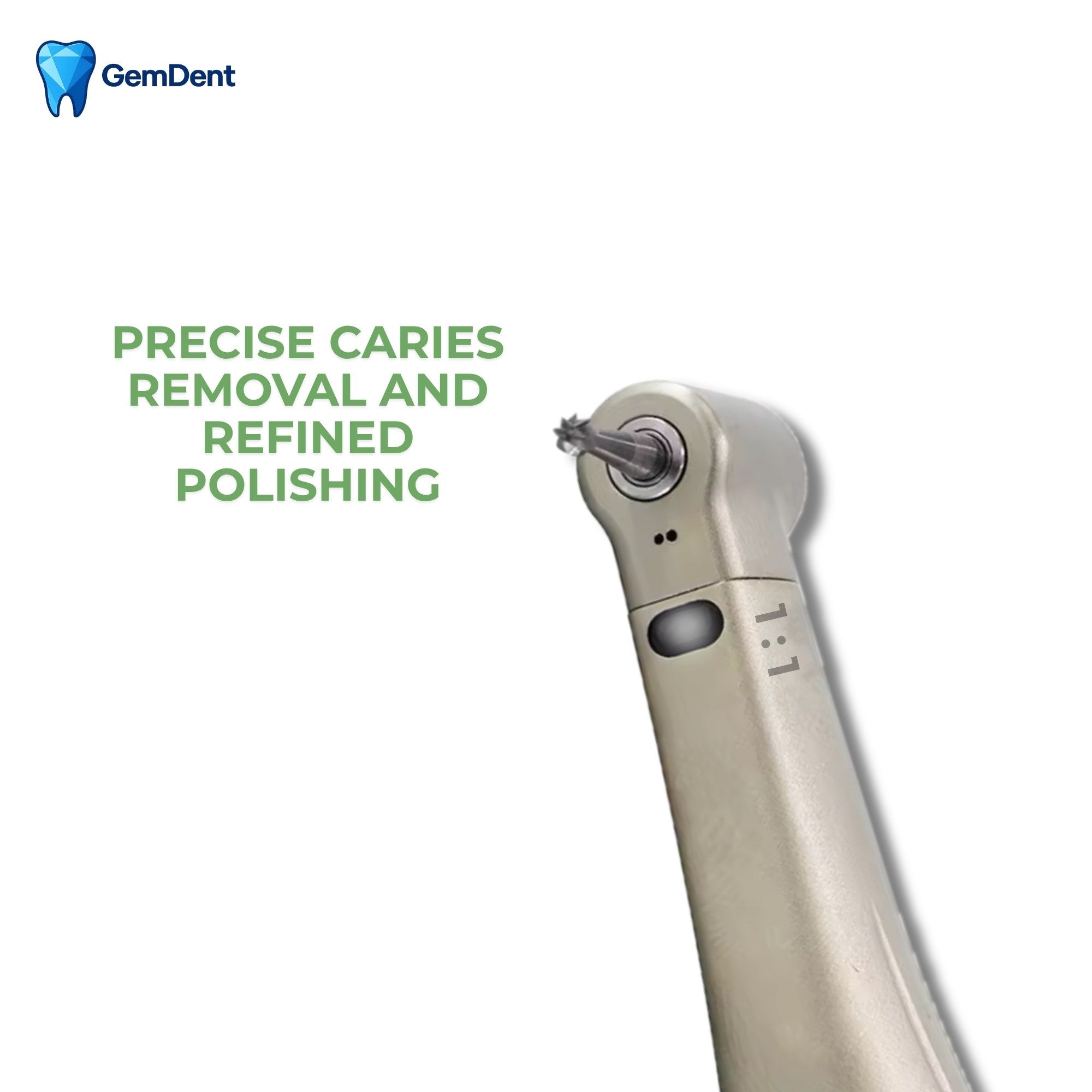 GemDent low speed contra angle handpiece for precise caries removal and polishing applications