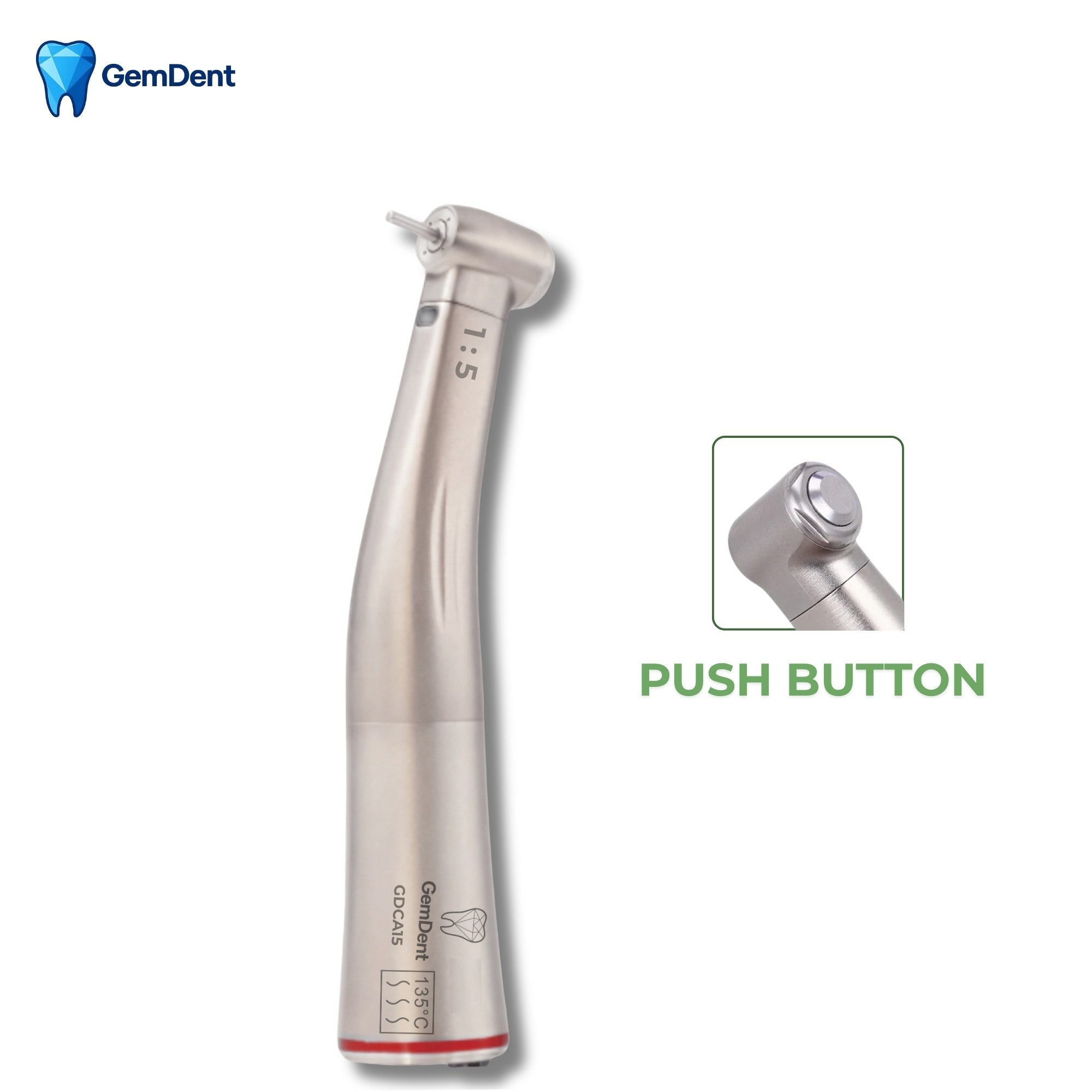 GemDent 1 to 5 contra angle handpiece with push button chuck for 1 point 6 mm bur