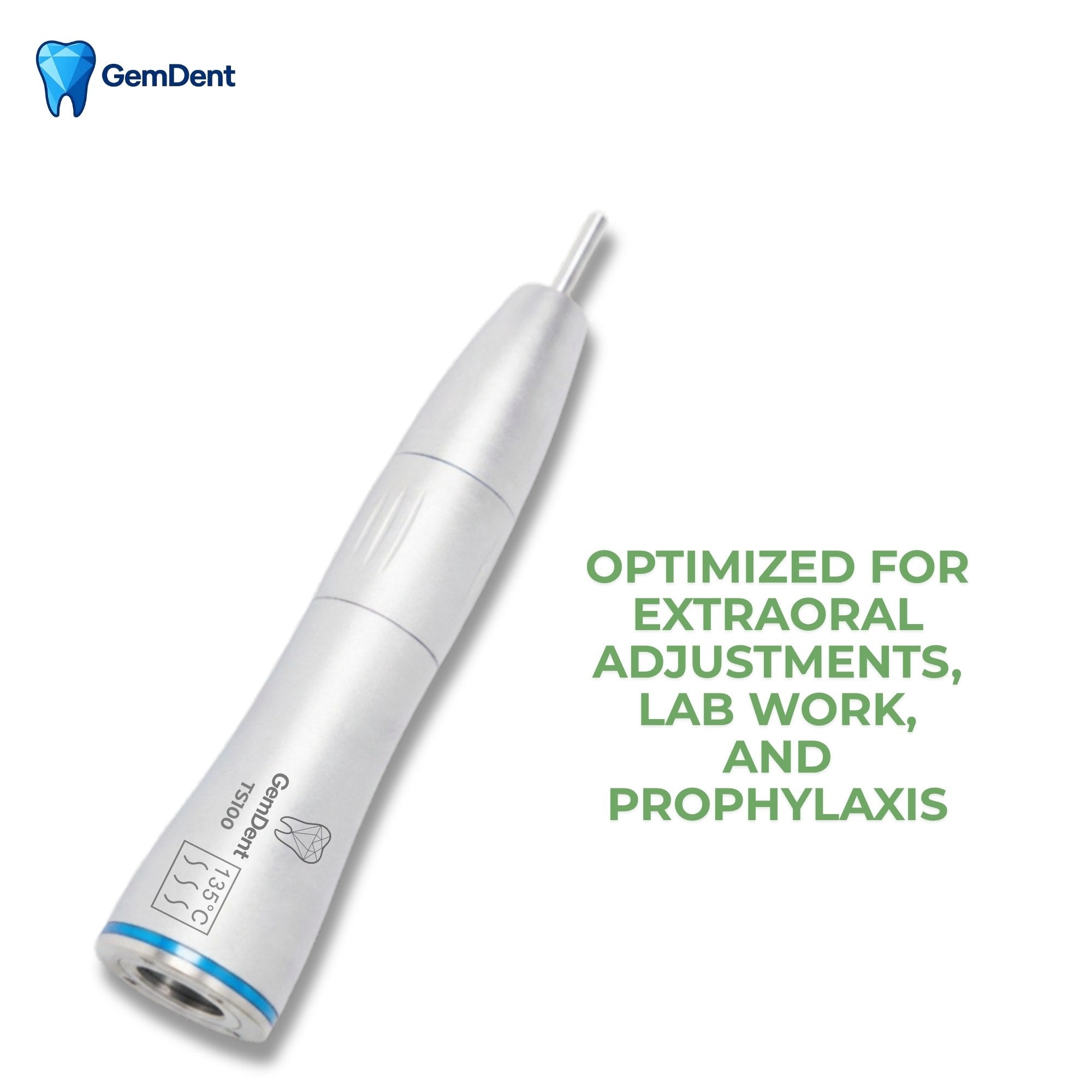 GemDent low speed straight handpiece for extraoral adjustments lab work and prophylaxis procedures