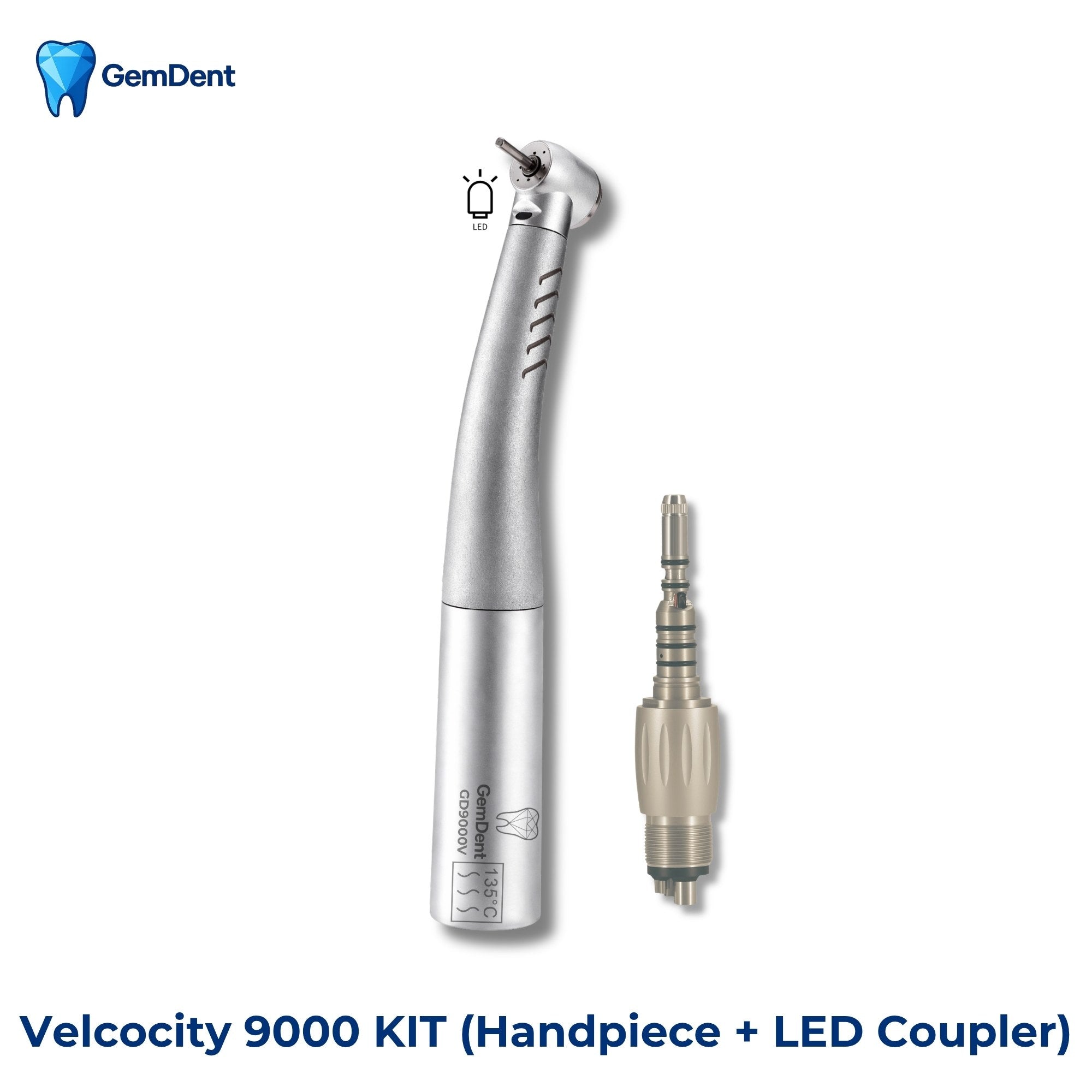 GemDent Velocity 9000 LED High-Speed Dental Handpiece Kit with KaVo Style E-Generator Coupler Included