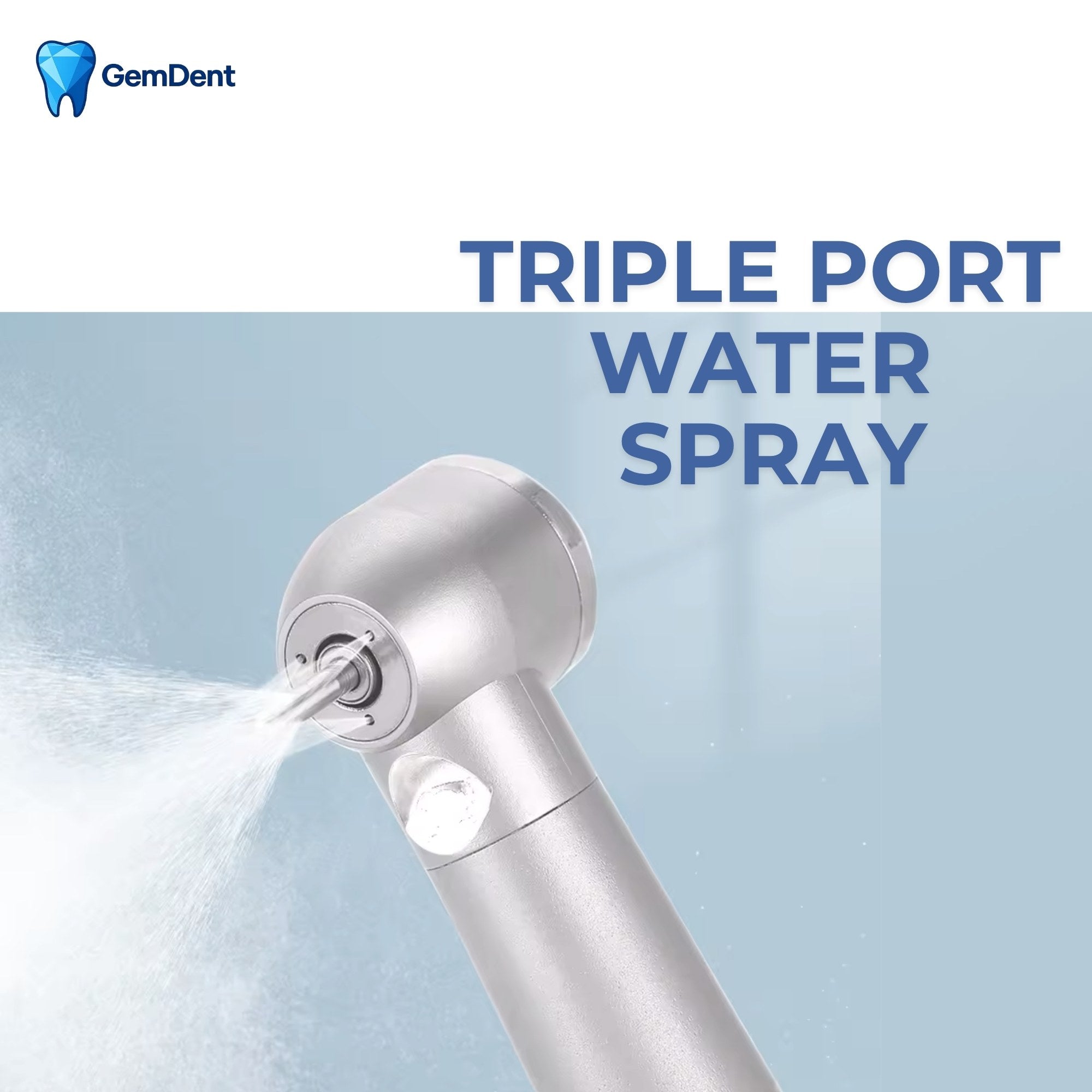 GemDent Velocity Essential handpiece with triple port water spray cooling system