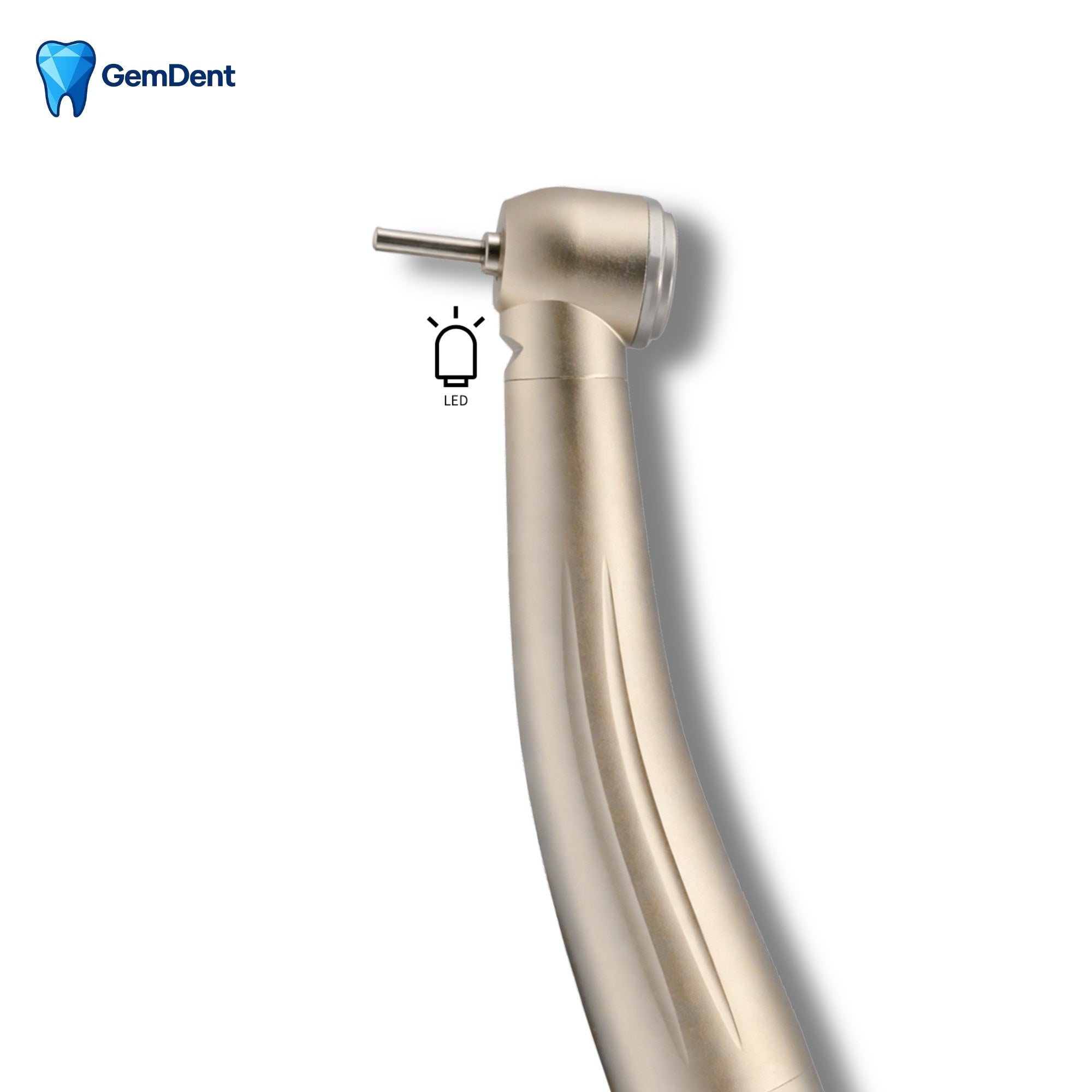 GemDent Velocity M3 LED high speed dental handpiece close up showing integrated LED head and ergonomic design