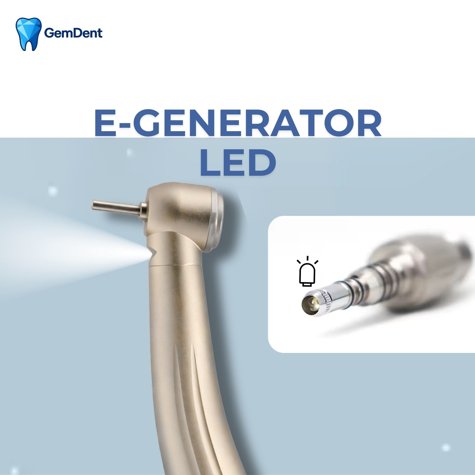 GemDent high speed handpiece integrated LED e-generator illumination dental turbine light source close up